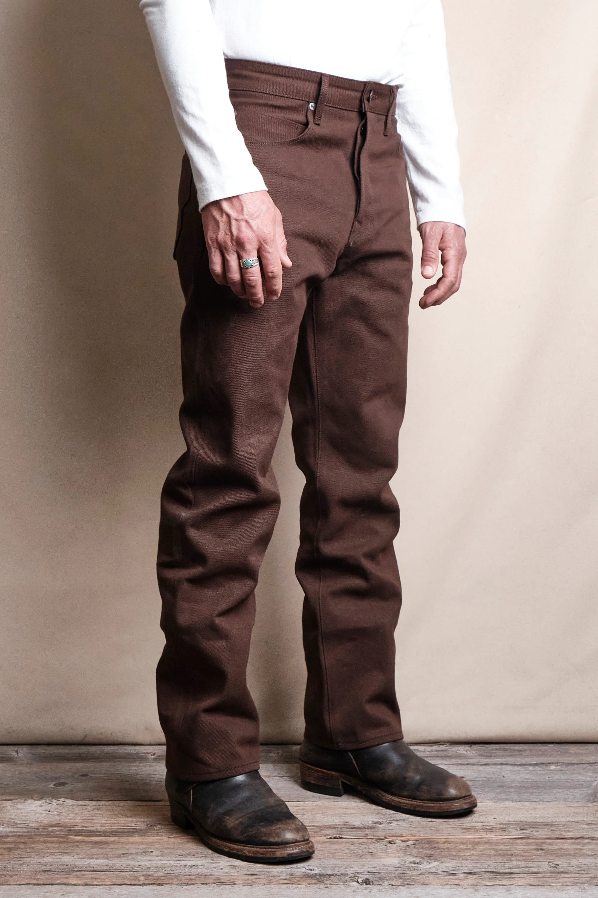 Belford Straight 15 ounce Dark Brown Denim - Image 3
