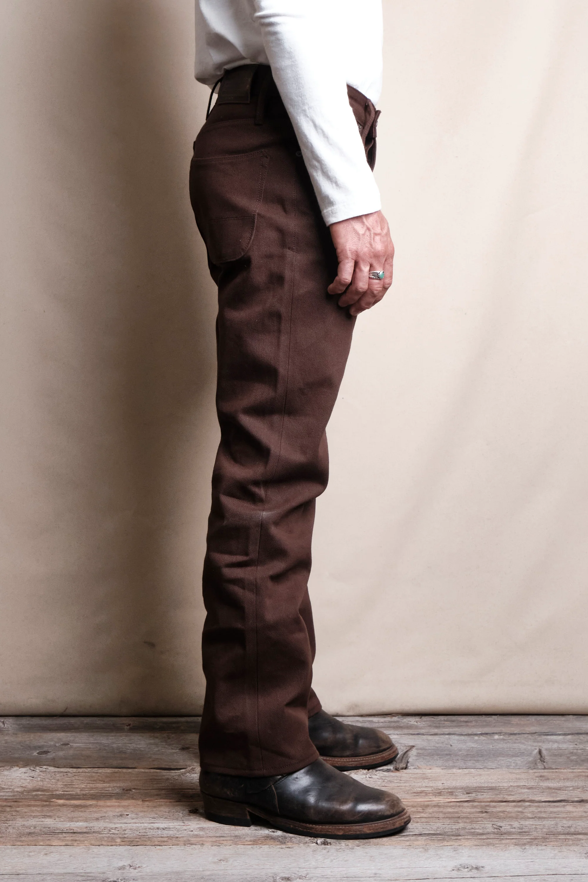 Belford Straight 15 ounce Dark Brown Denim - Image 4