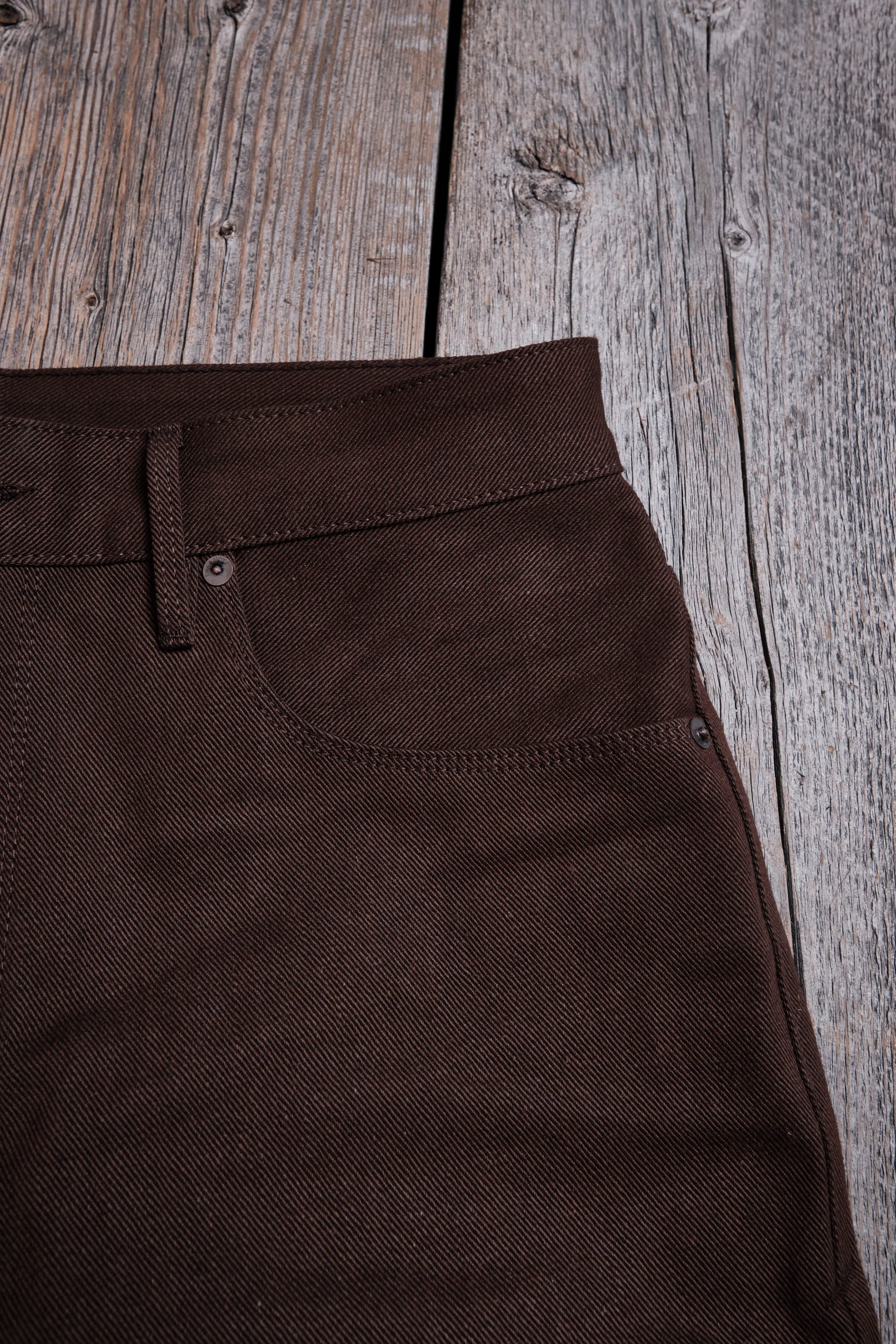 Belford Straight 15 ounce Dark Brown Denim - Image 9