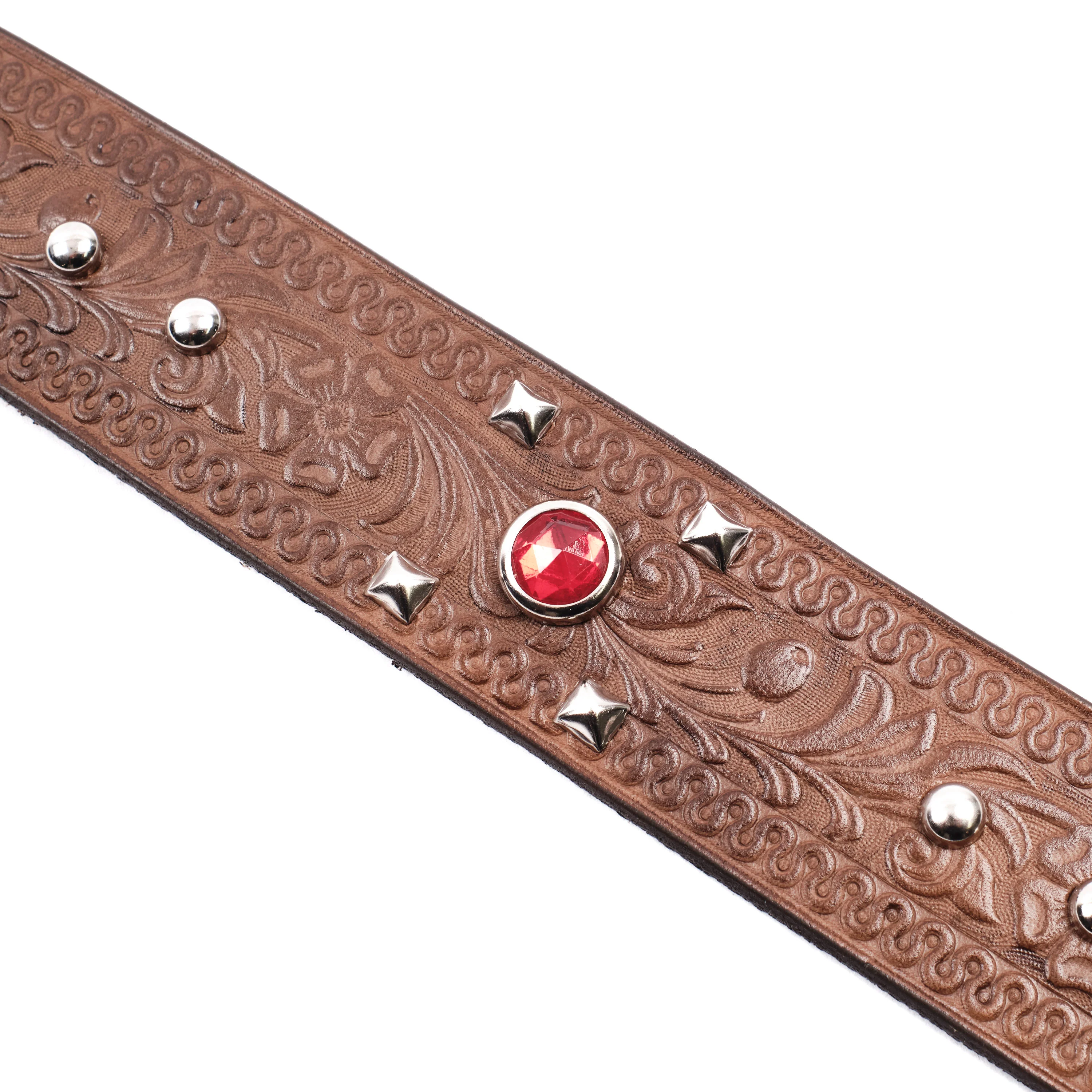 Freenote Cloth x Codina Leather - Custom Pyramid Spots Belt Brown - Image 3