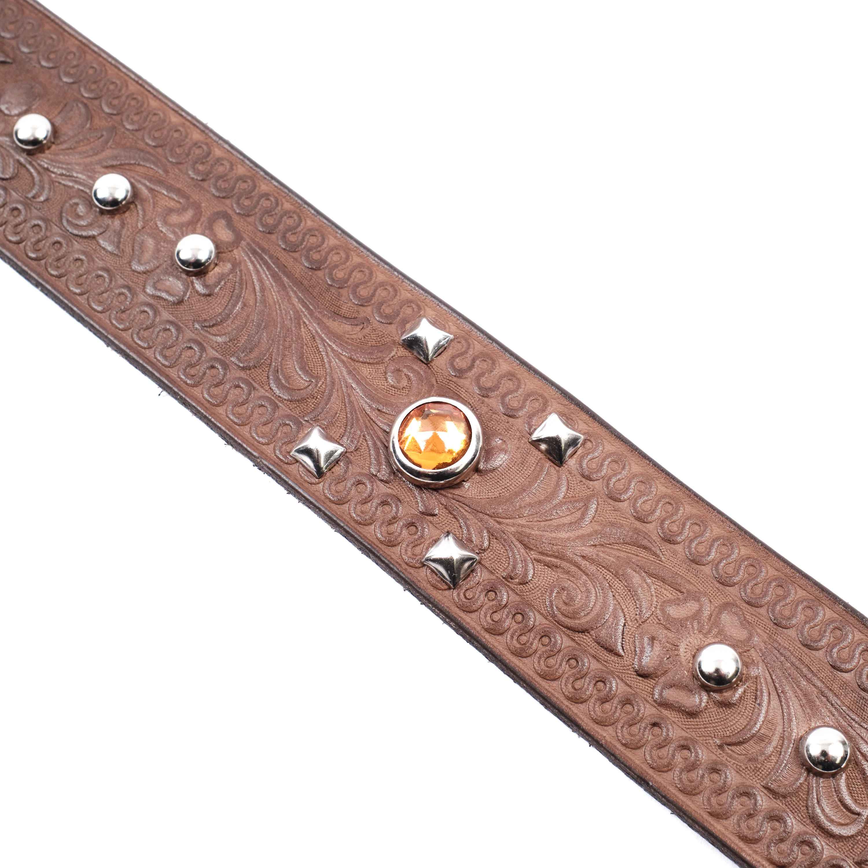 Freenote Cloth x Codina Leather - Custom Pyramid Spots Belt Brown - Image 4