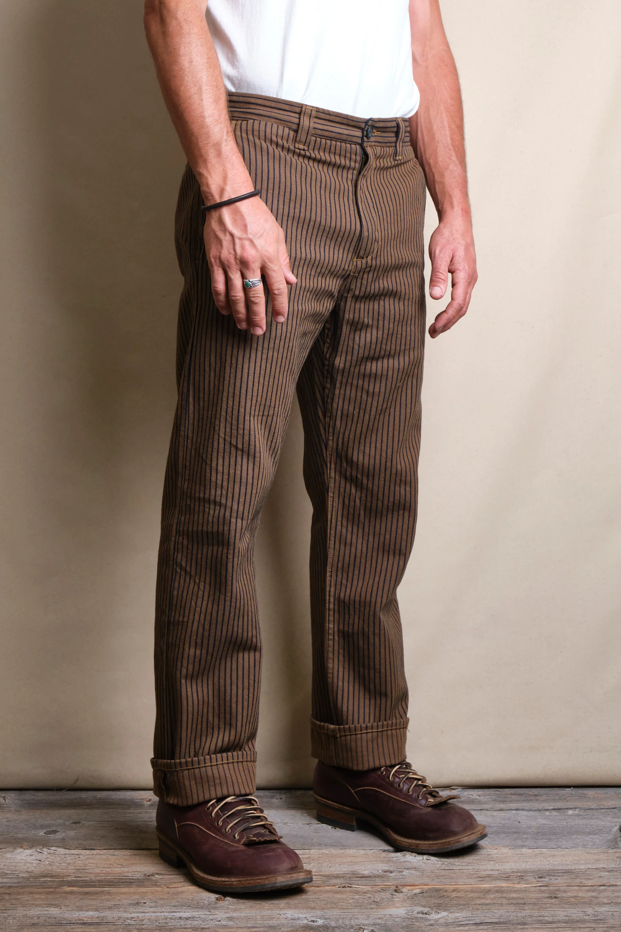Deck Pant Brown Herringbone Dobby - Image 3