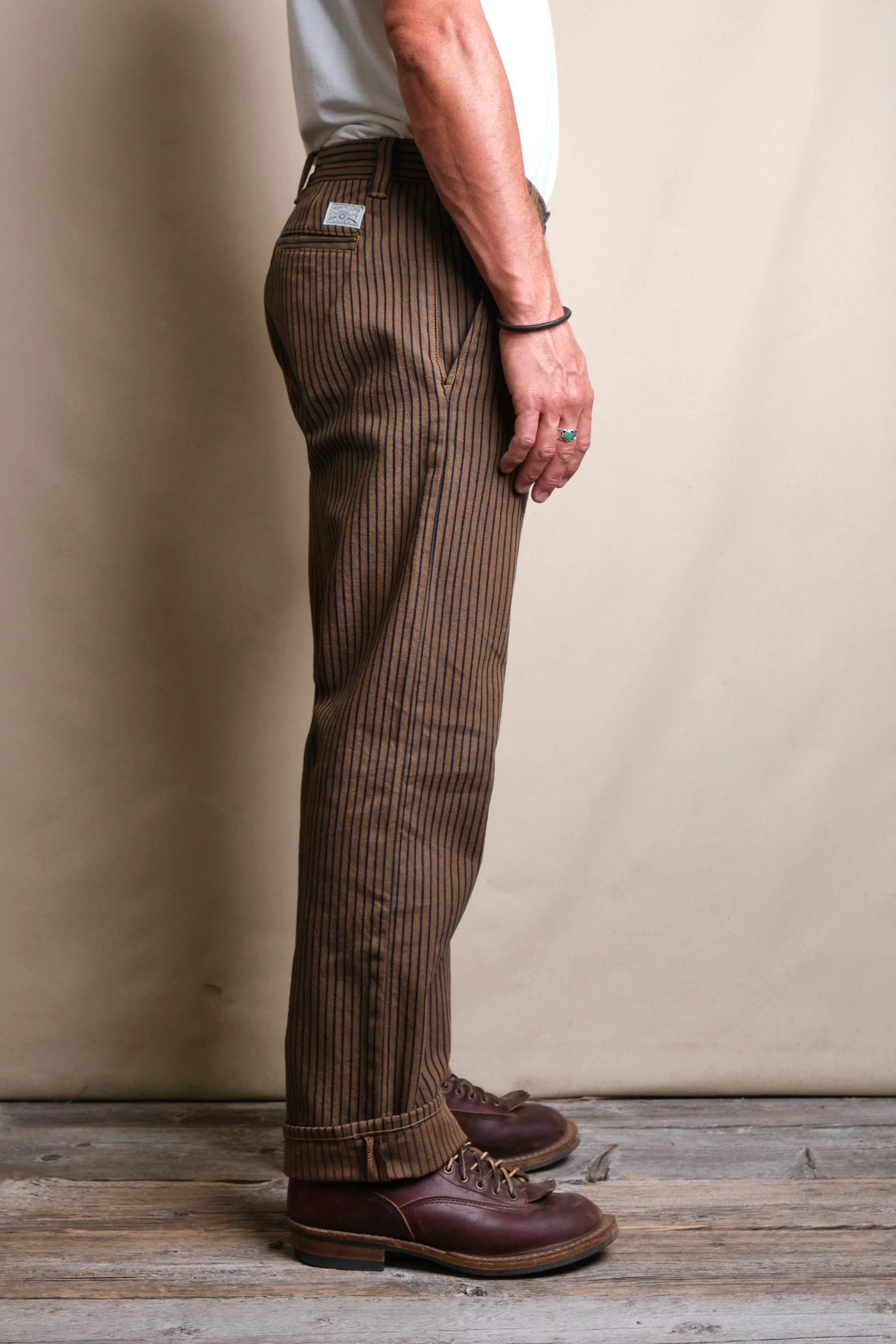 Deck Pant Brown Herringbone Dobby - Image 4