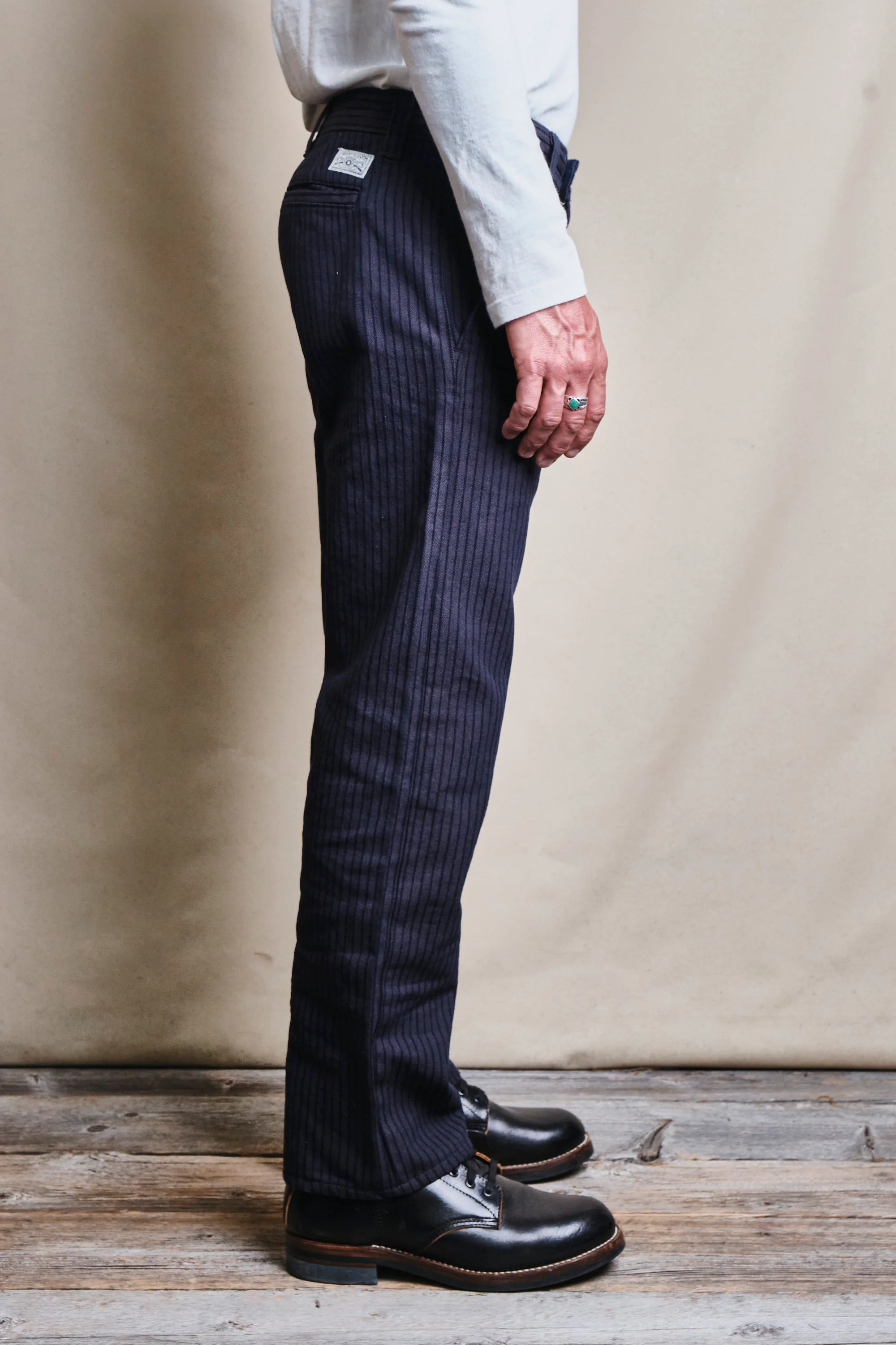 Deck Pant Indigo Herringbone Dobby - Image 3