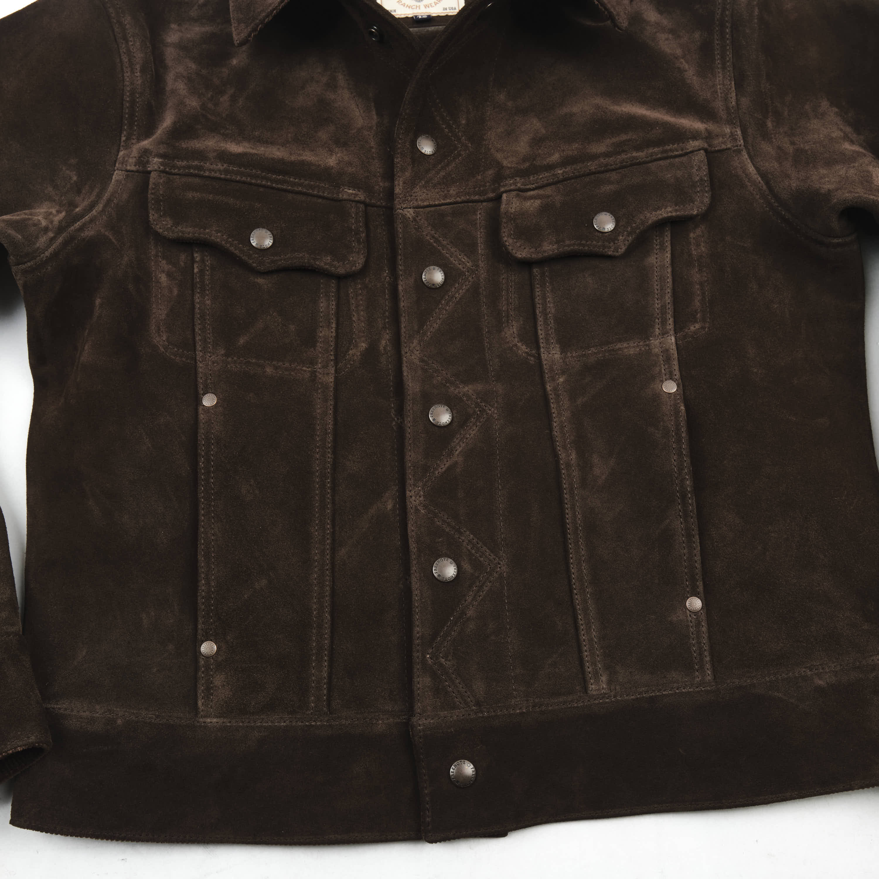 High Low 1.4mm Chocolate Suede Jacket - Image 3