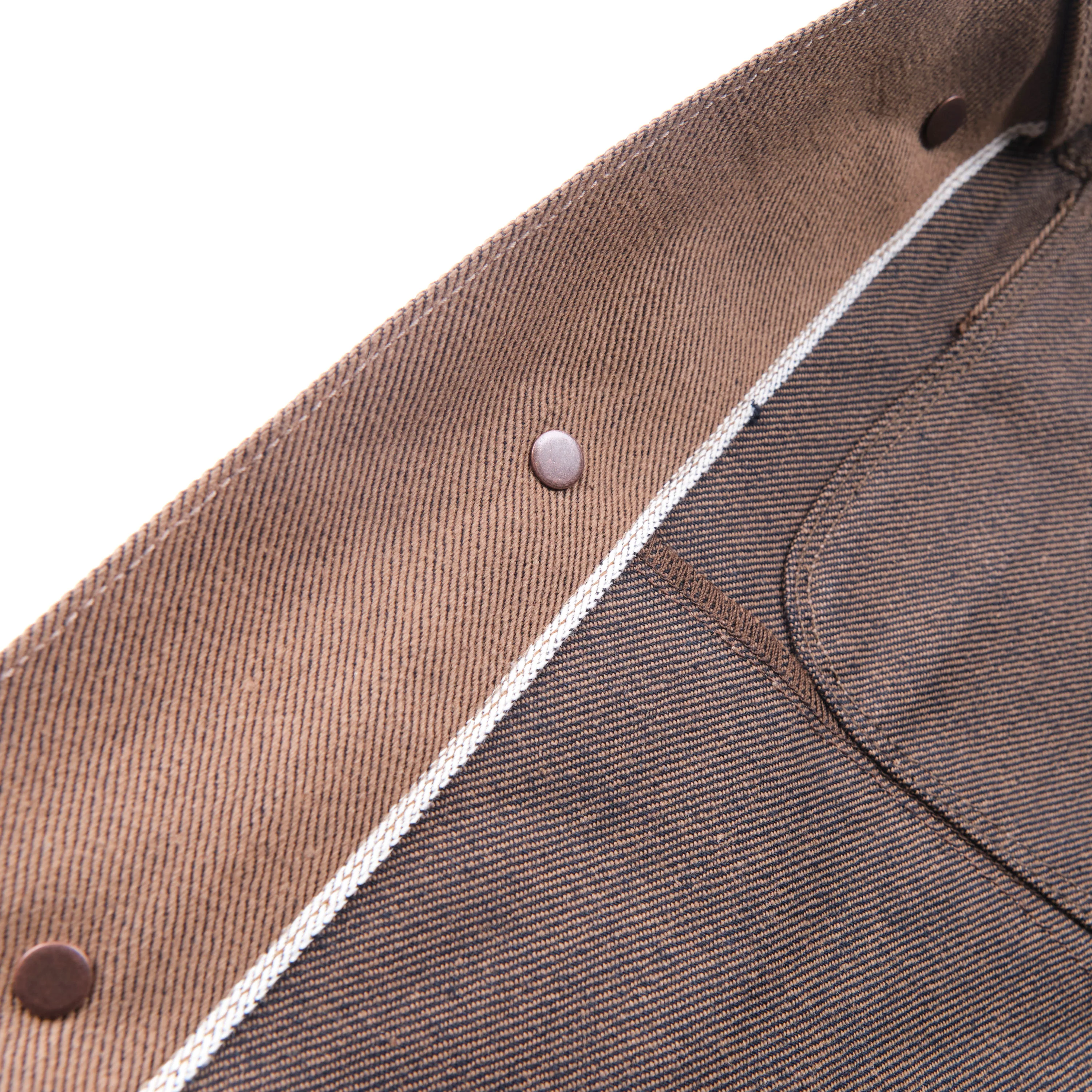 High Low 15 Ounce Brown Denim Jacket - Image 11