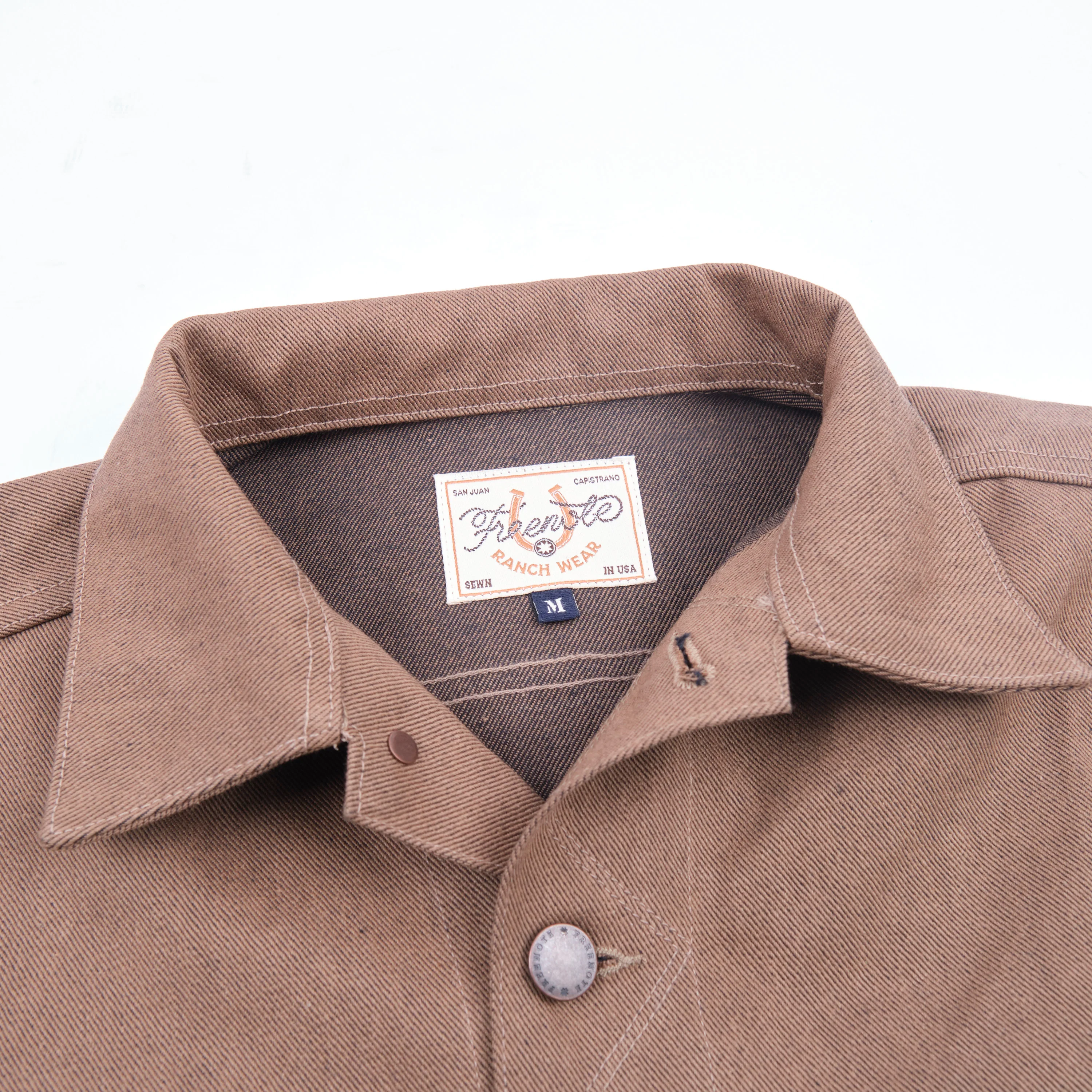 High Low 15 Ounce Brown Denim Jacket - Image 3