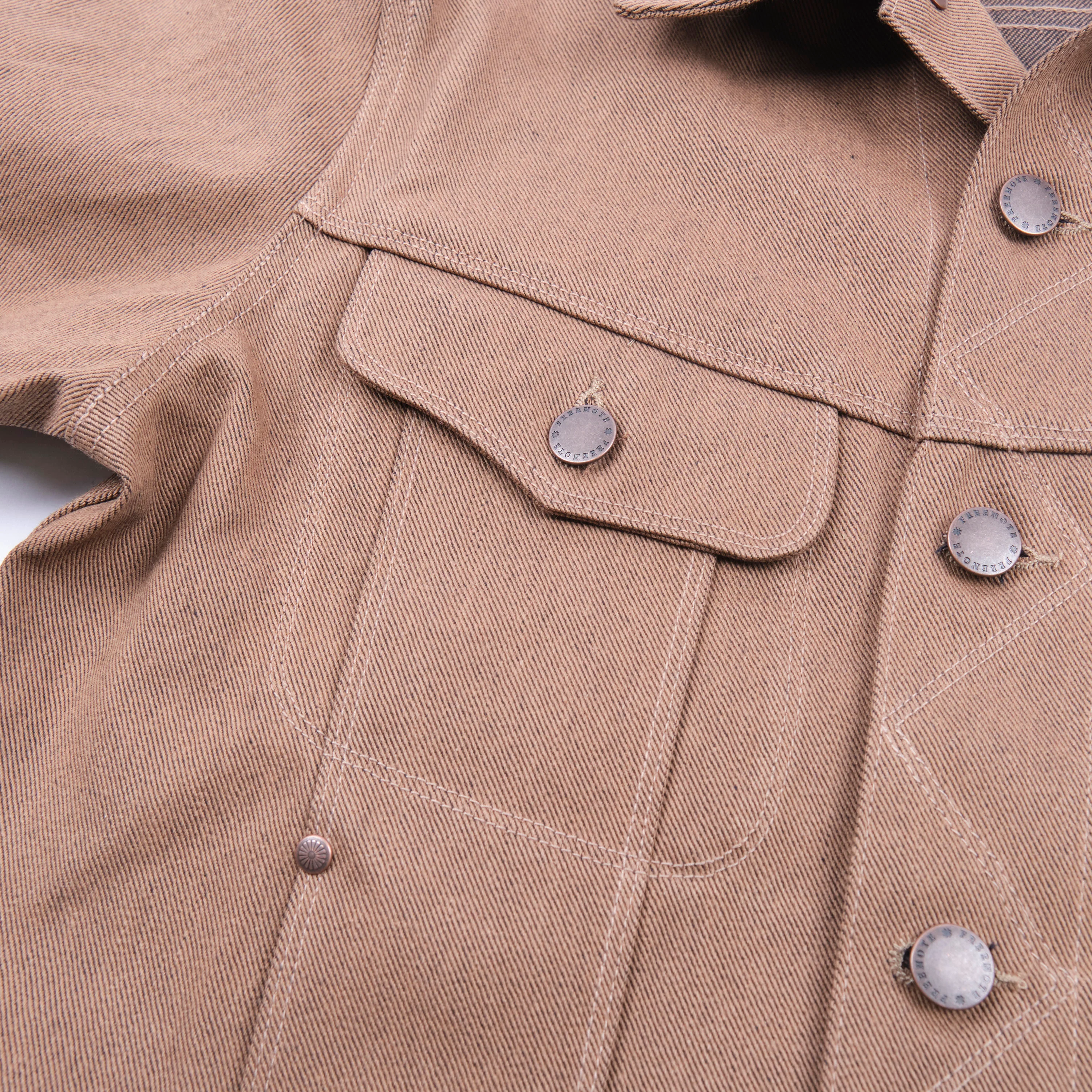 High Low 15 Ounce Brown Denim Jacket - Image 4
