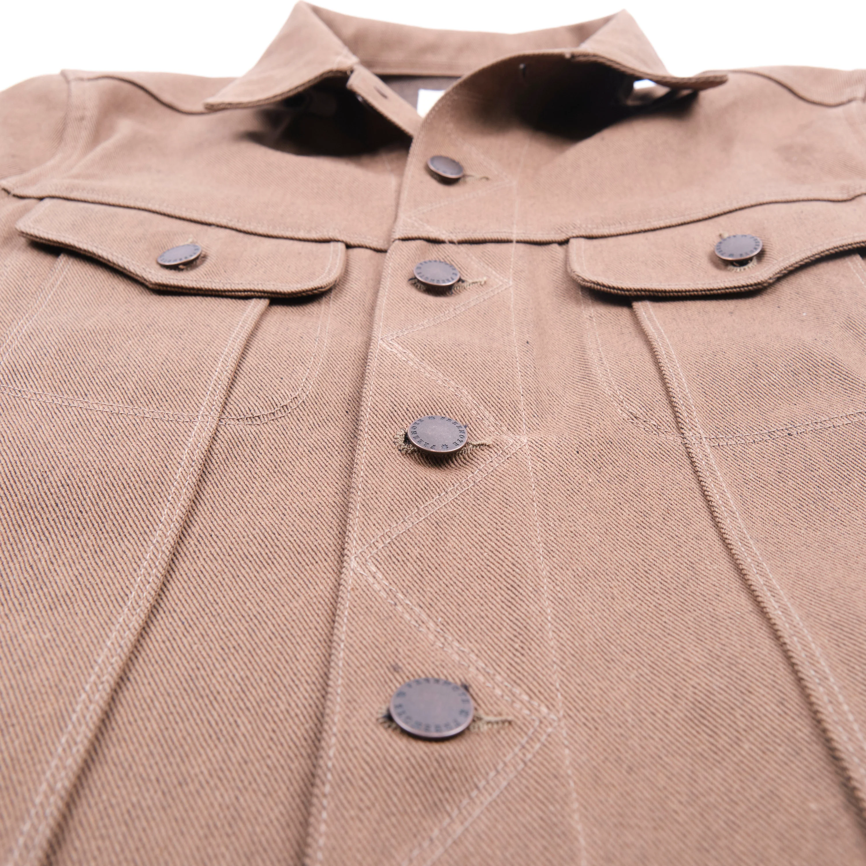 High Low 15 Ounce Brown Denim Jacket - Image 6