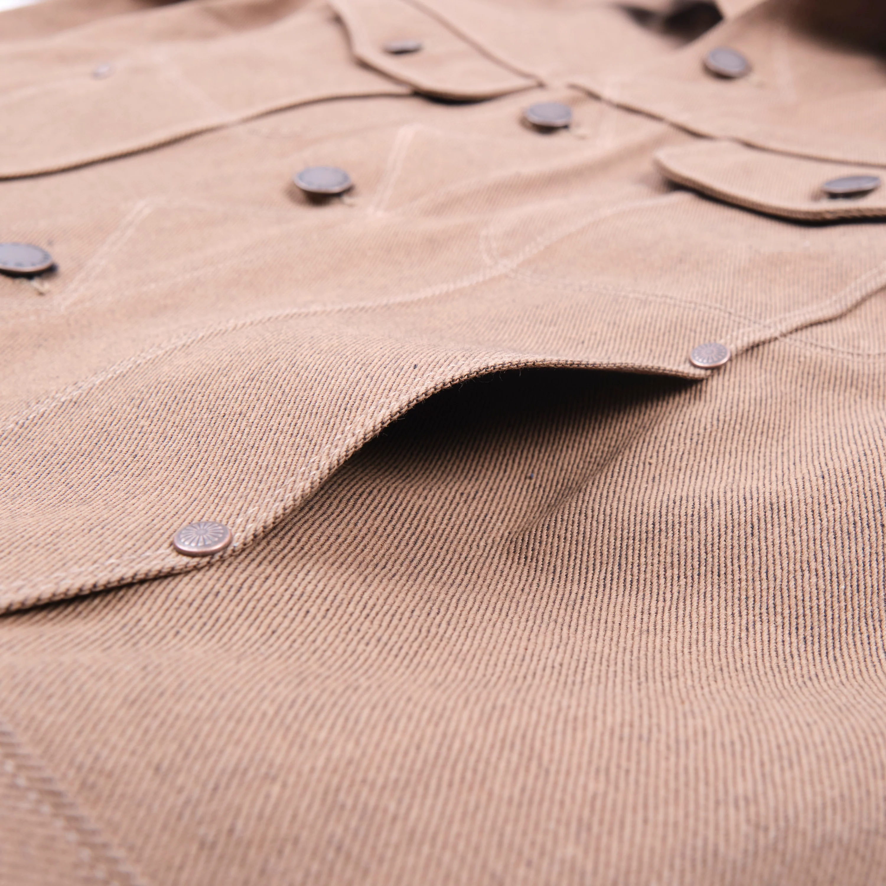 High Low 15 Ounce Brown Denim Jacket - Image 7