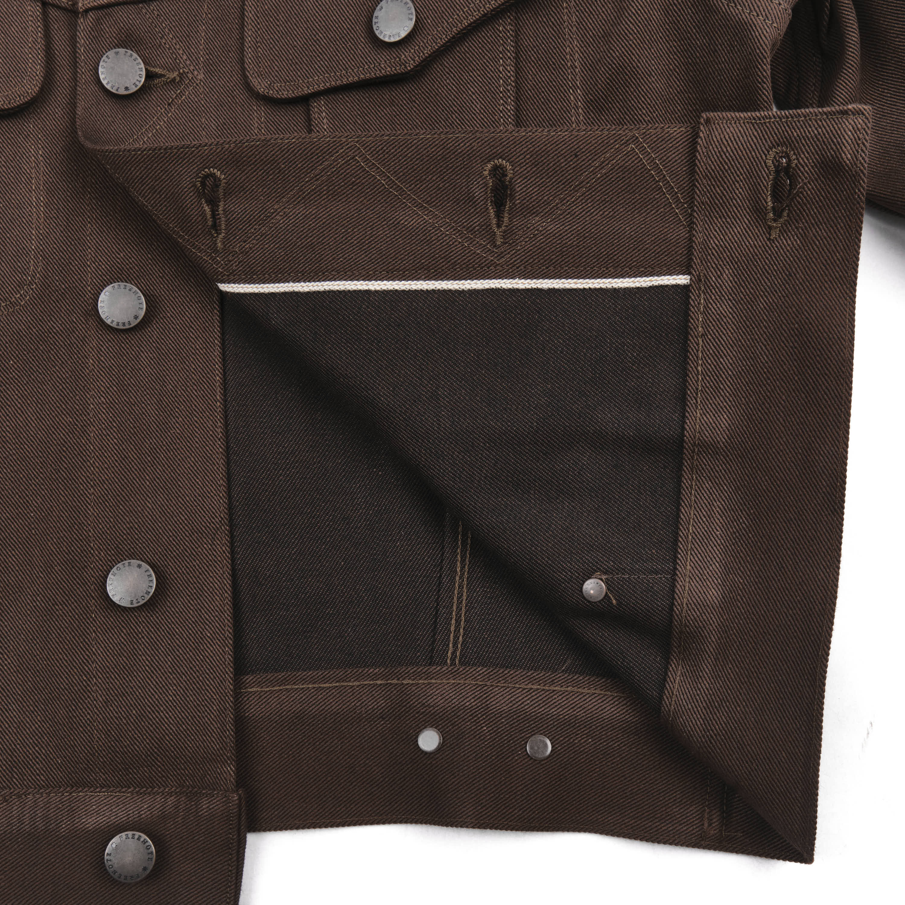 High Low 15 Ounce Dark Brown Denim Jacket - Image 10