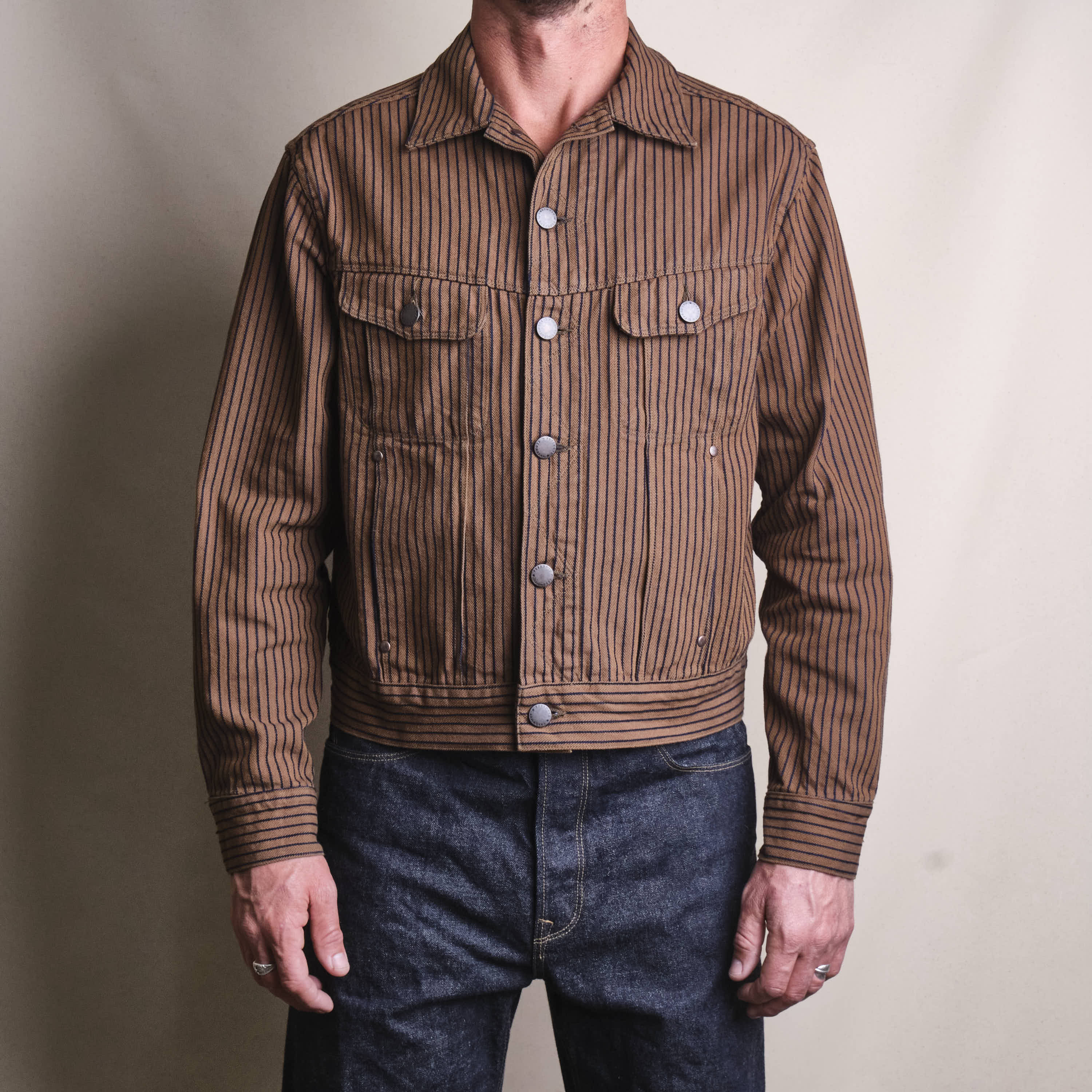 High Low Brown Herringbone Dobby Jacket - Image 2