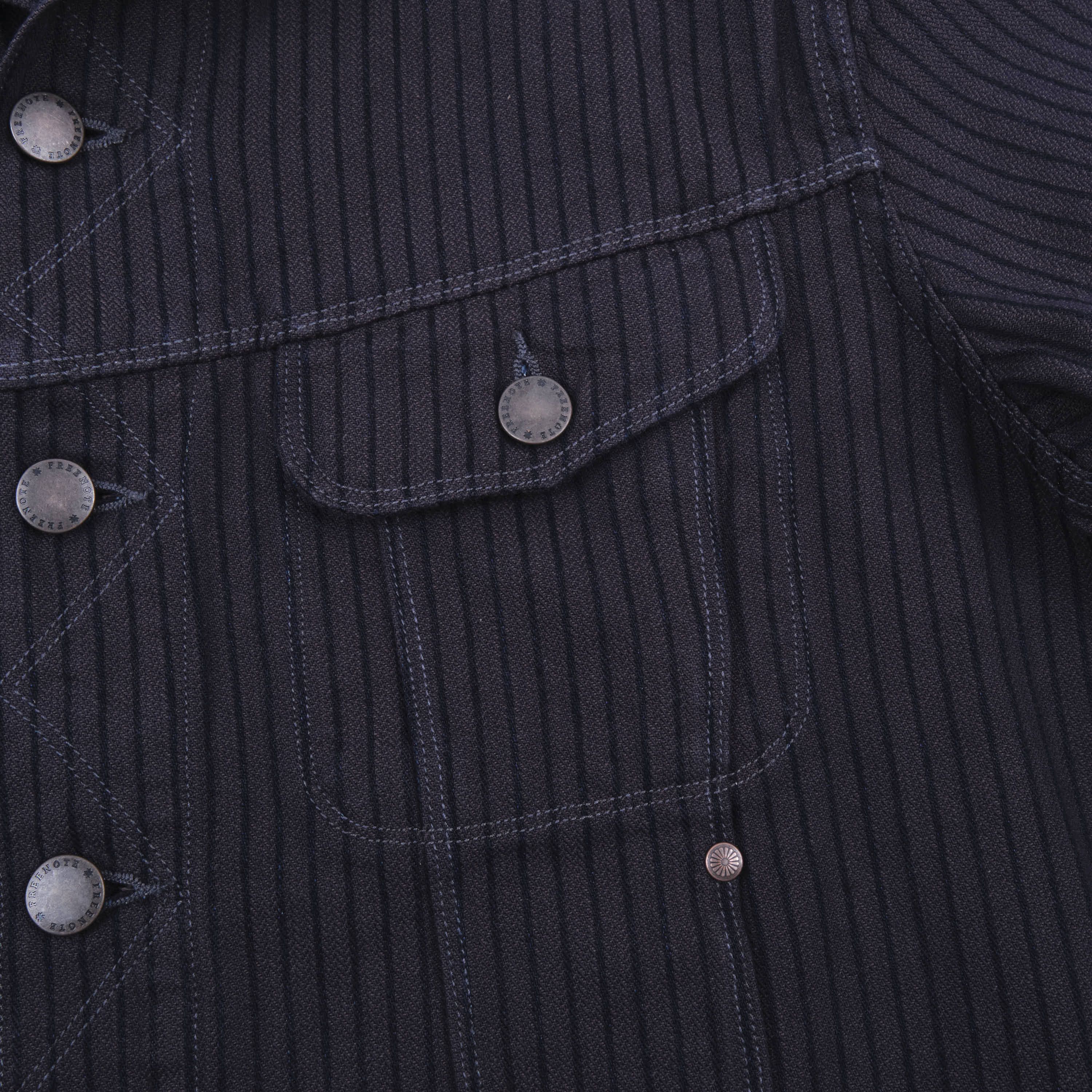 High Low Indigo Herringbone Dobby Jacket - Image 6