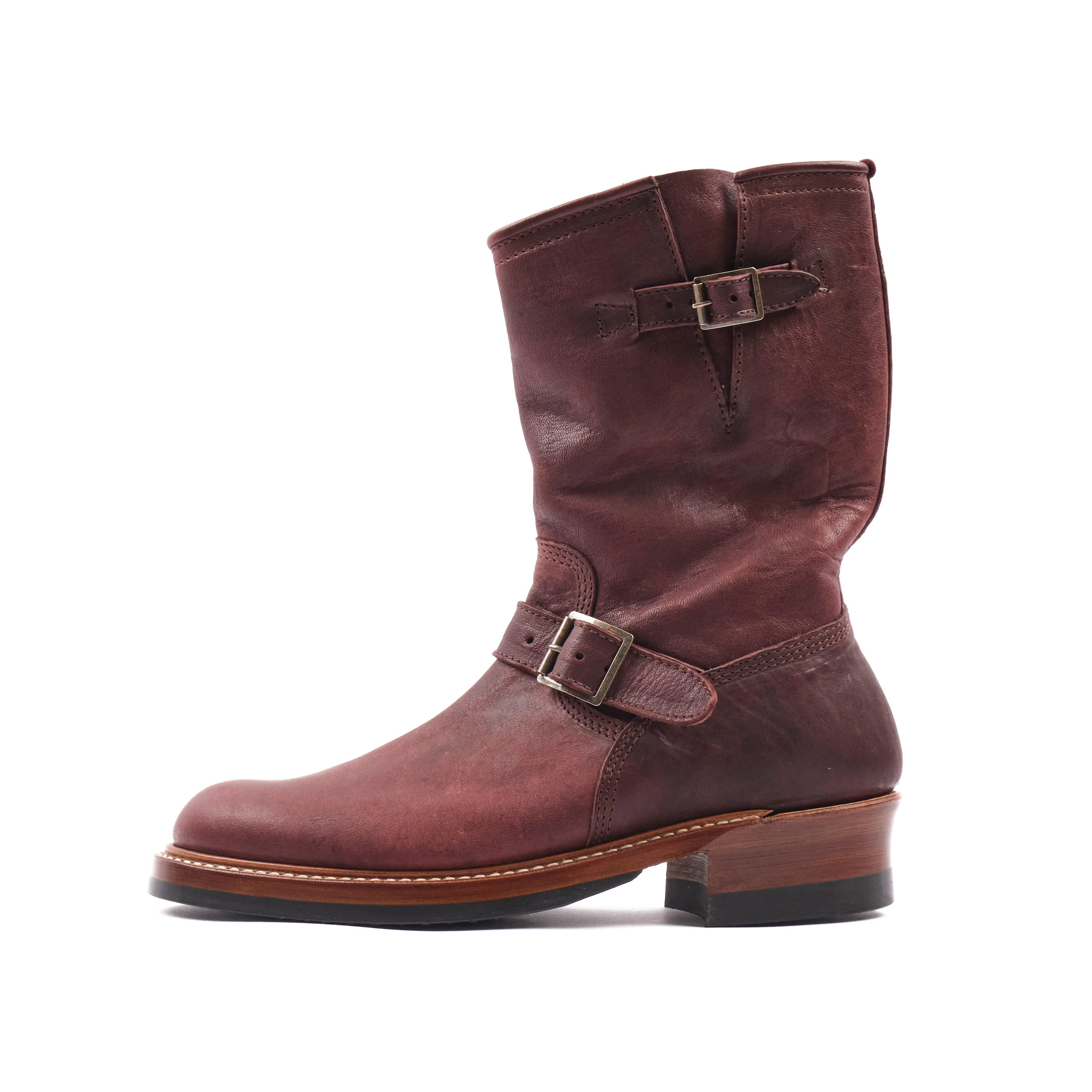 John Lofgren Wabash Engineer Boots Burnt Burgundy Ezo Deerskin - Image 3