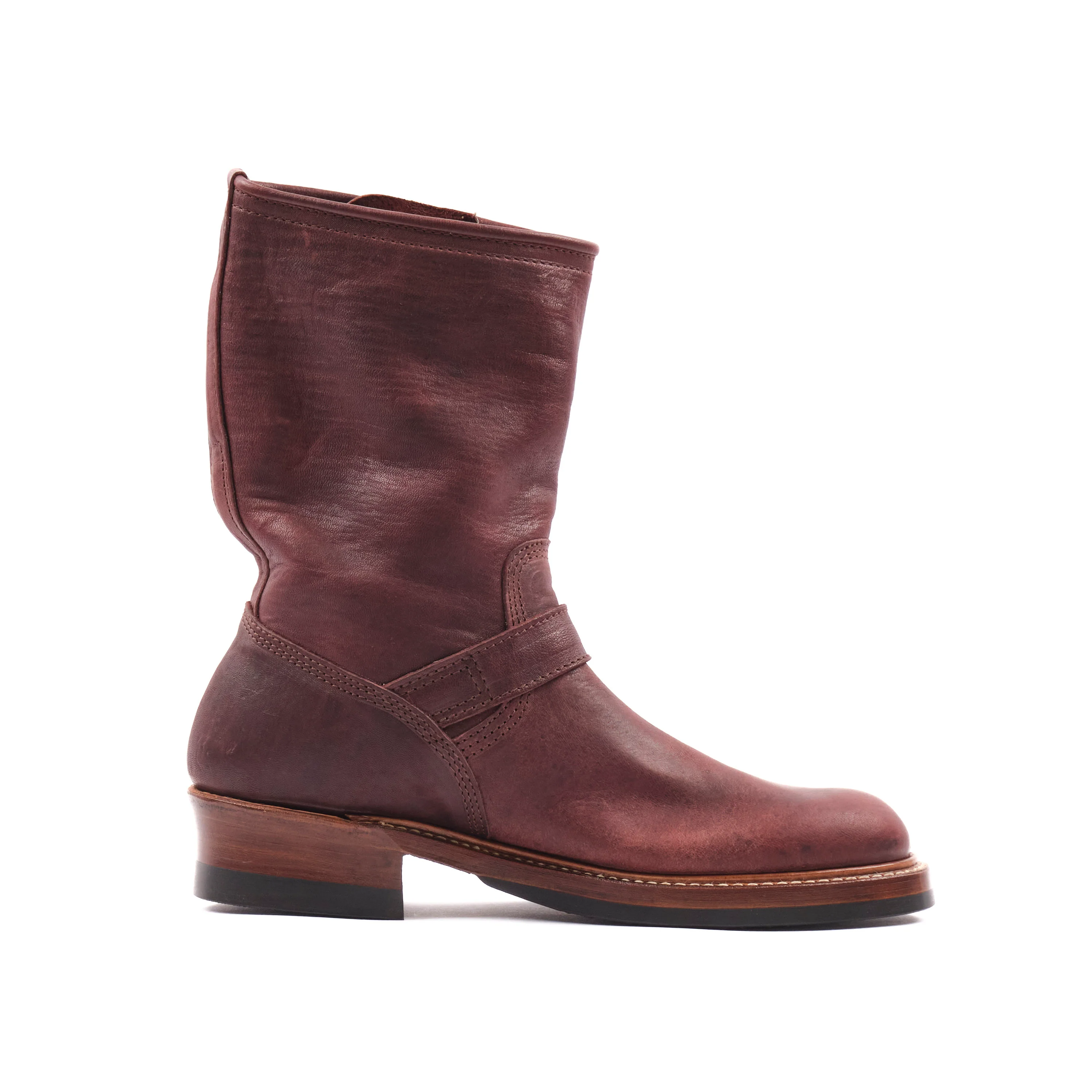 John Lofgren Wabash Engineer Boots Burnt Burgundy Ezo Deerskin - Image 5
