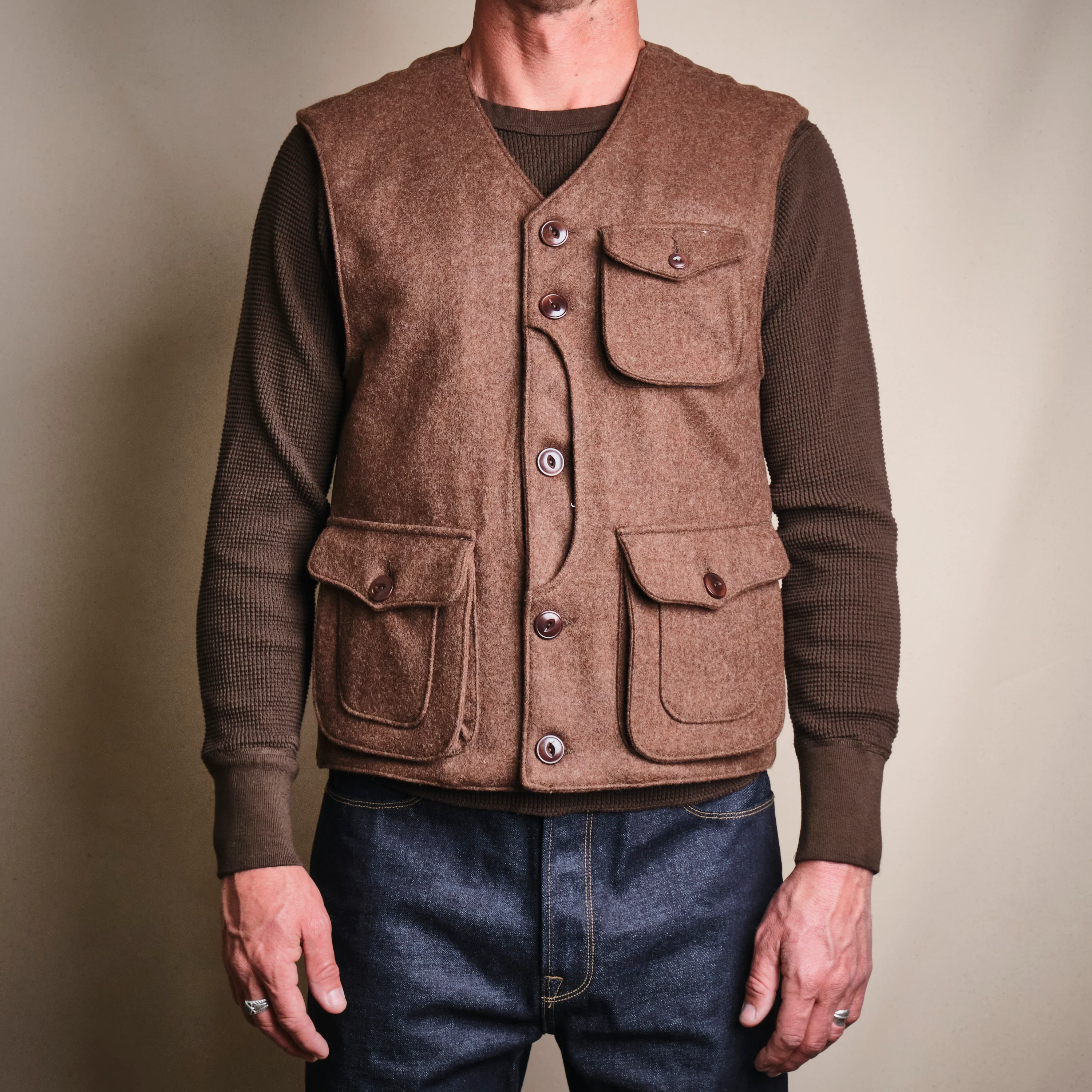Keynot Brown Wool Hunting Vest - Image 2