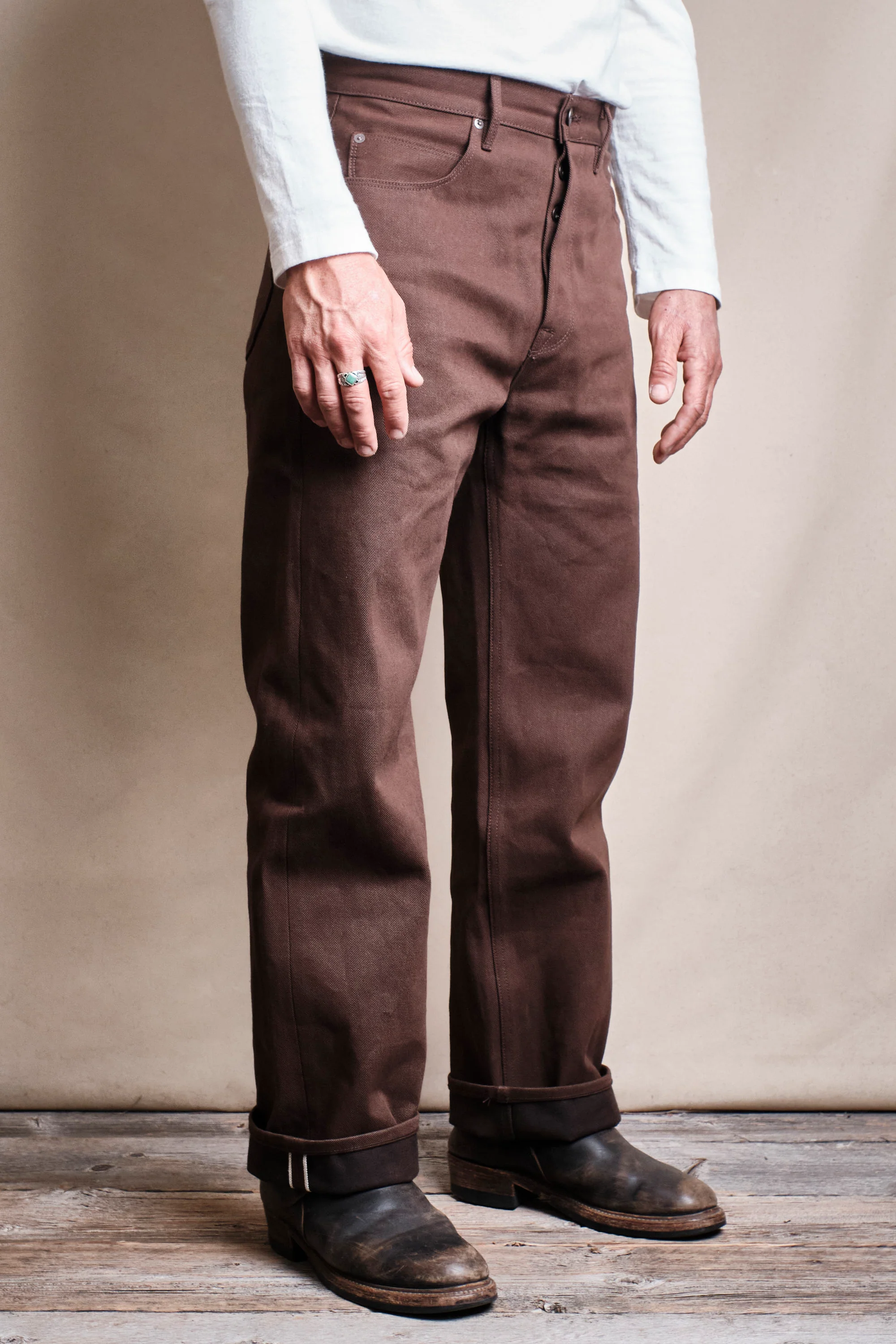Modesto 15 Ounce Dark Brown Denim - Image 3