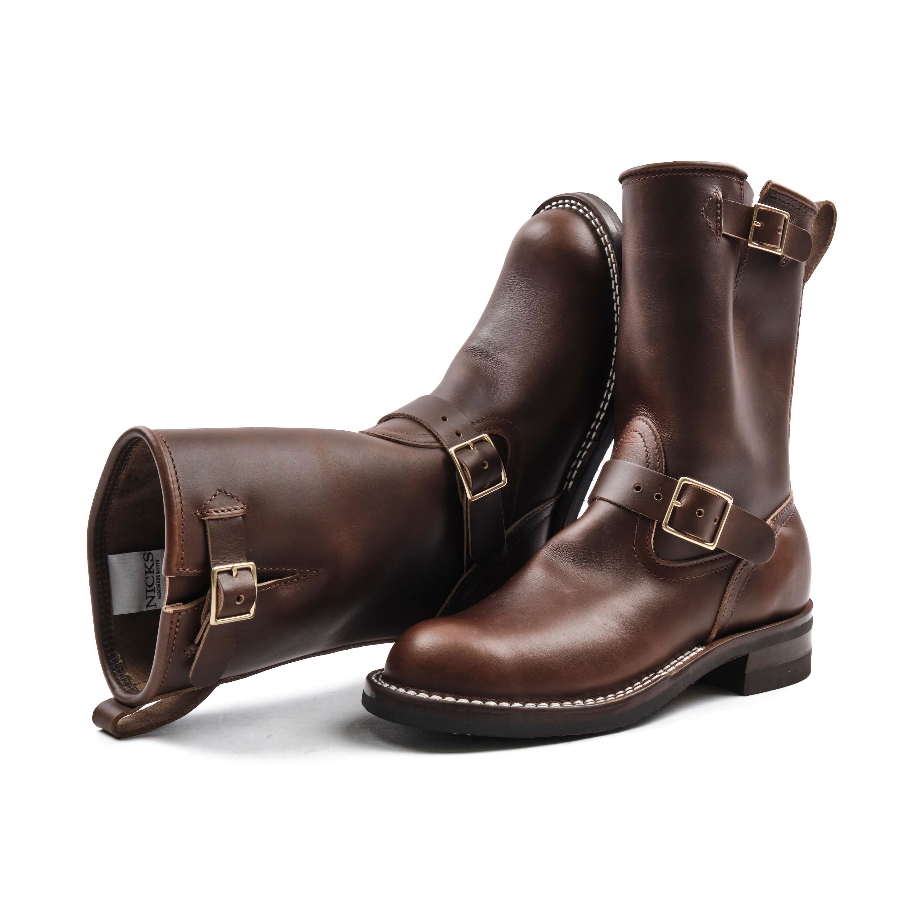 NICKS BOOTS - THE BRAKEMAN ENGINEER - HORWEEN SHACKLETON COGNAC - Image 2