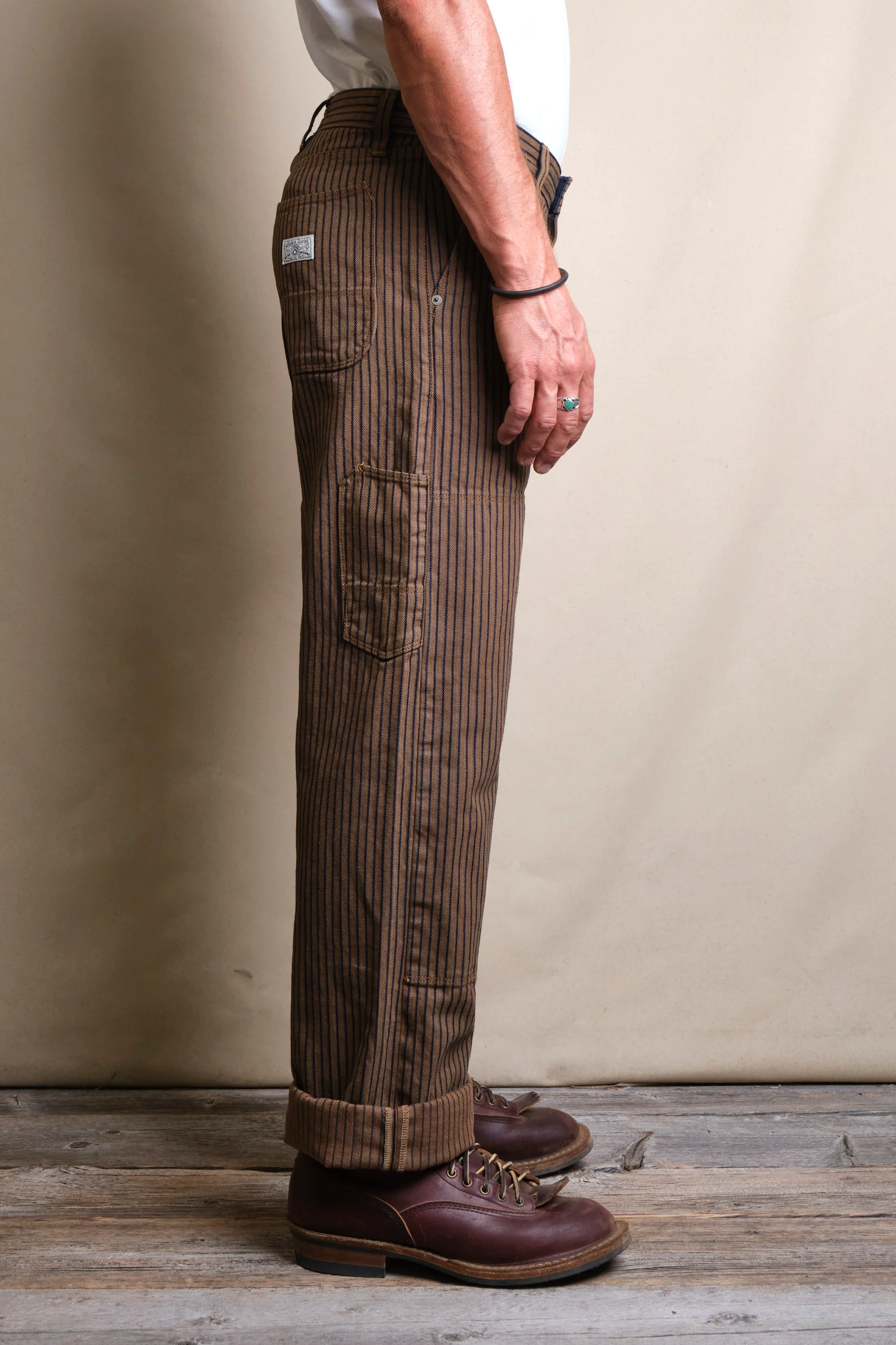 Ortega Pant Brown Herringbone Dobby - Image 3