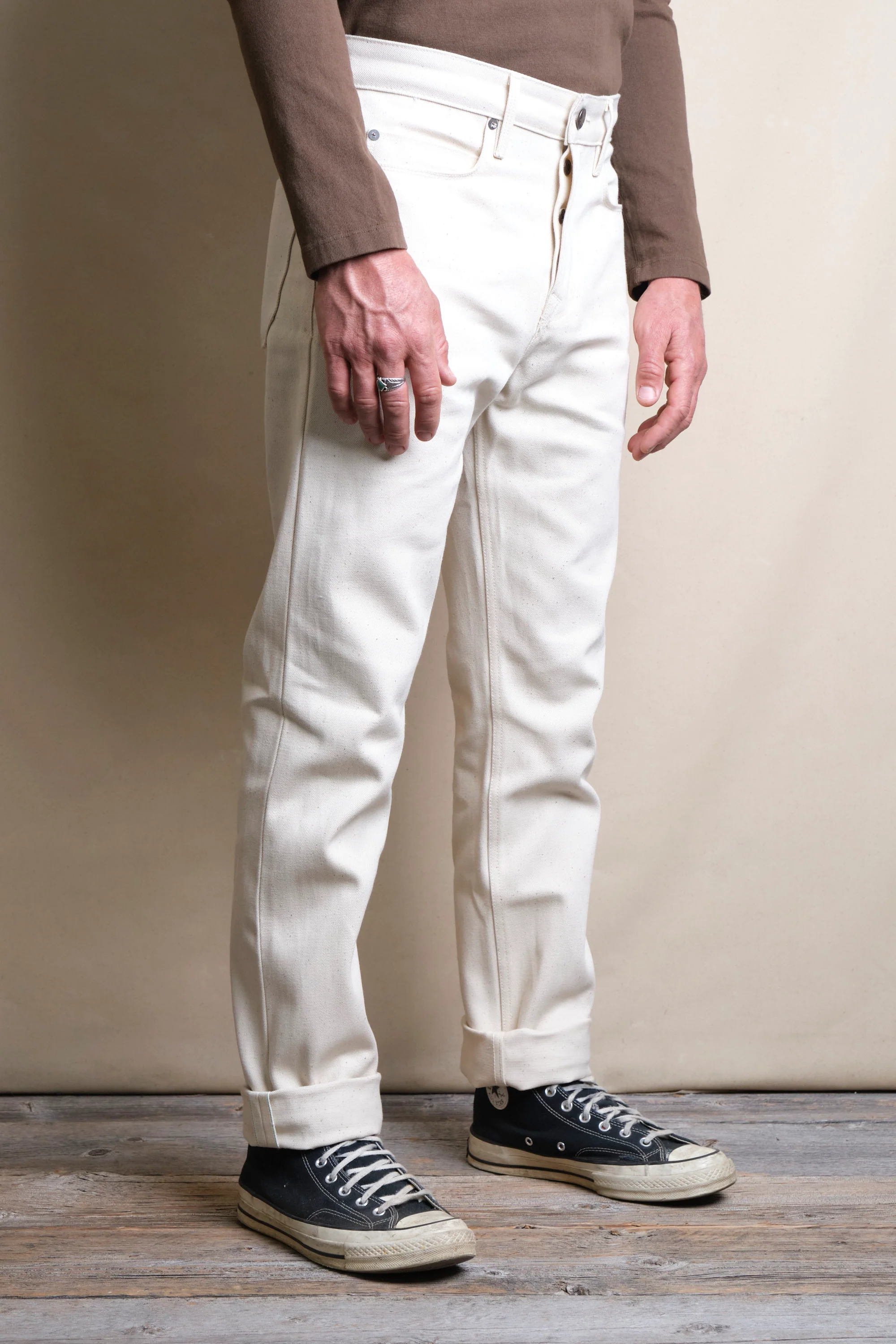 Portola Classic Taper 14 Ounce Ecru Denim - Image 3