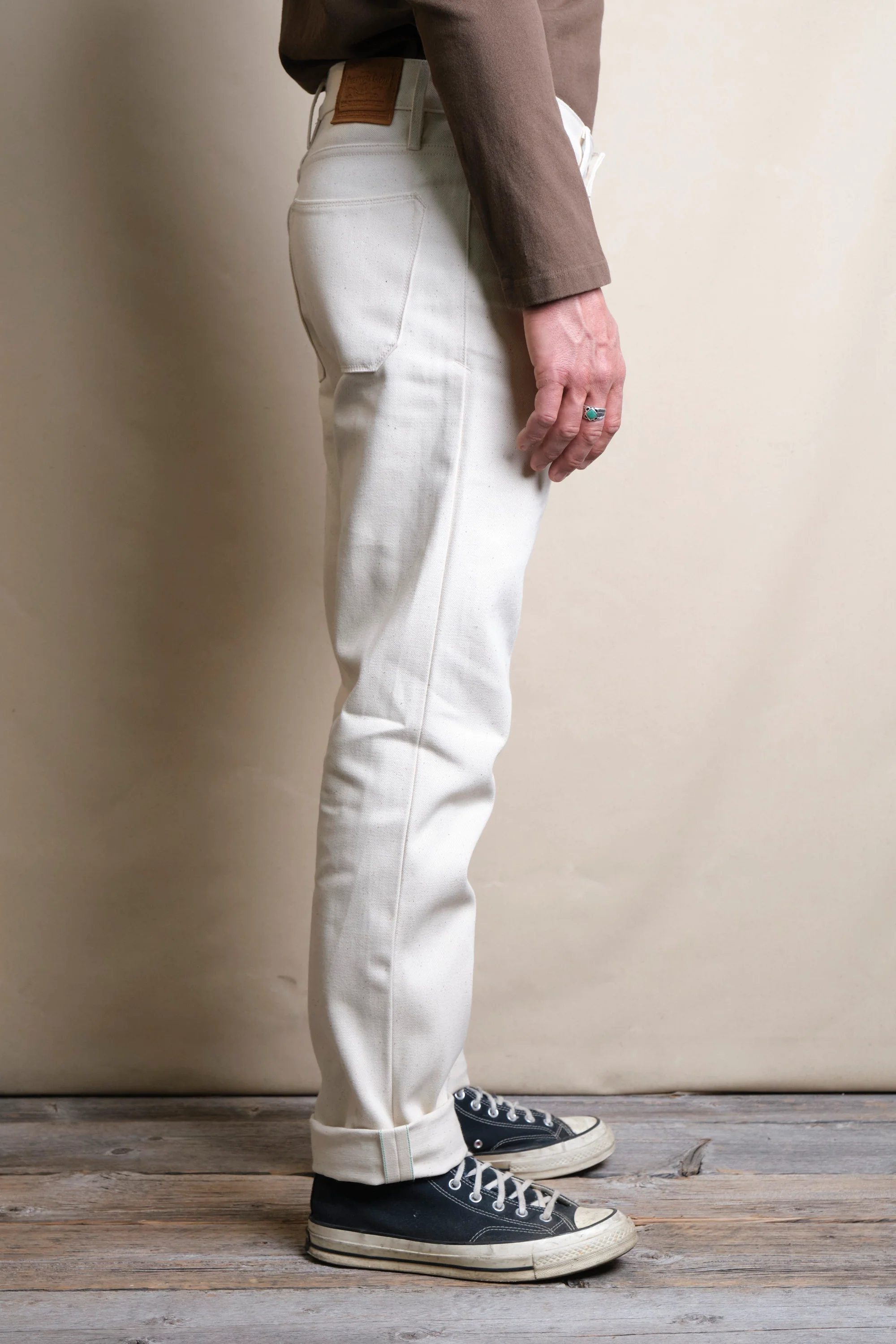 Portola Classic Taper 14 Ounce Ecru Denim - Image 4