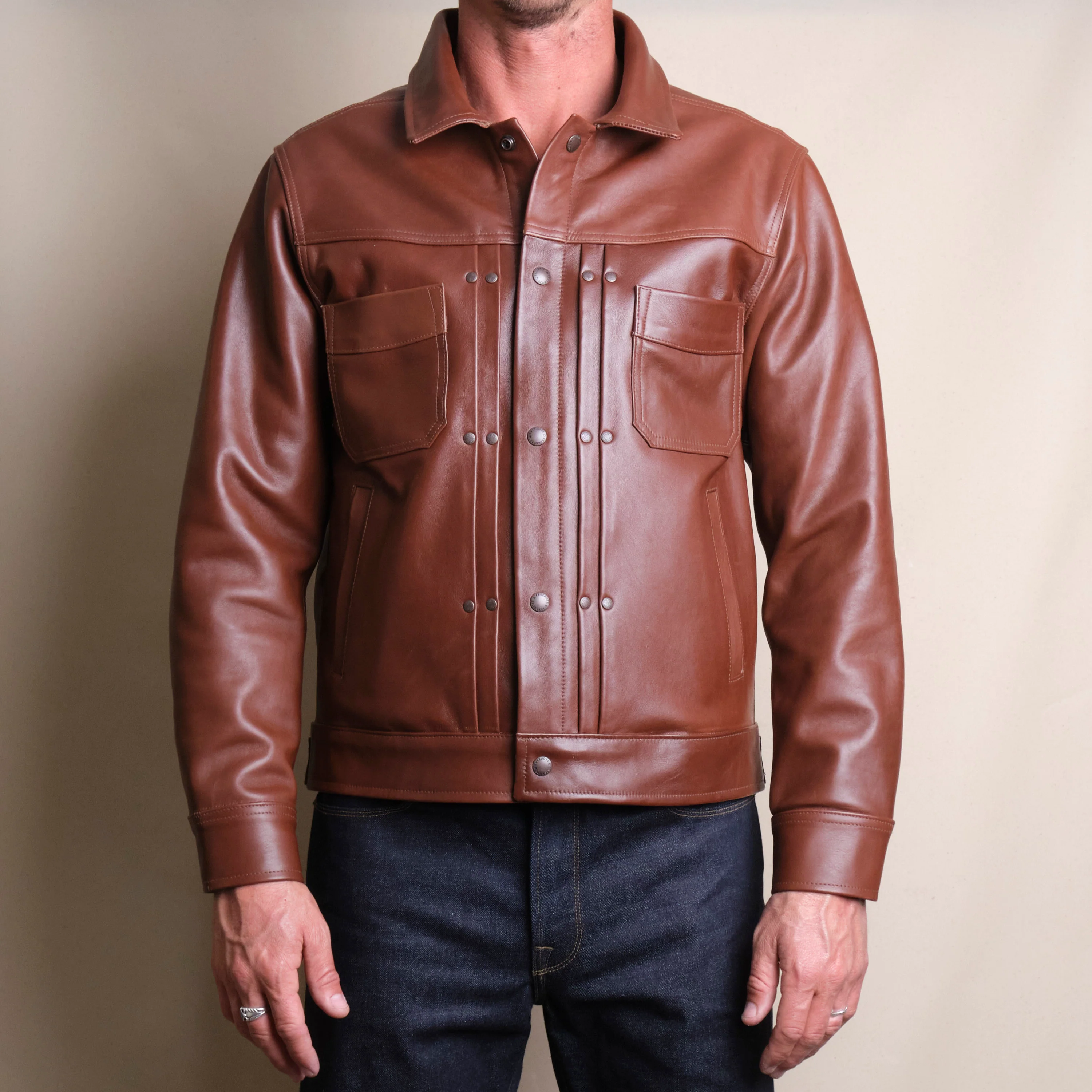 Riders Jacket Brown Boston Leather - Image 2