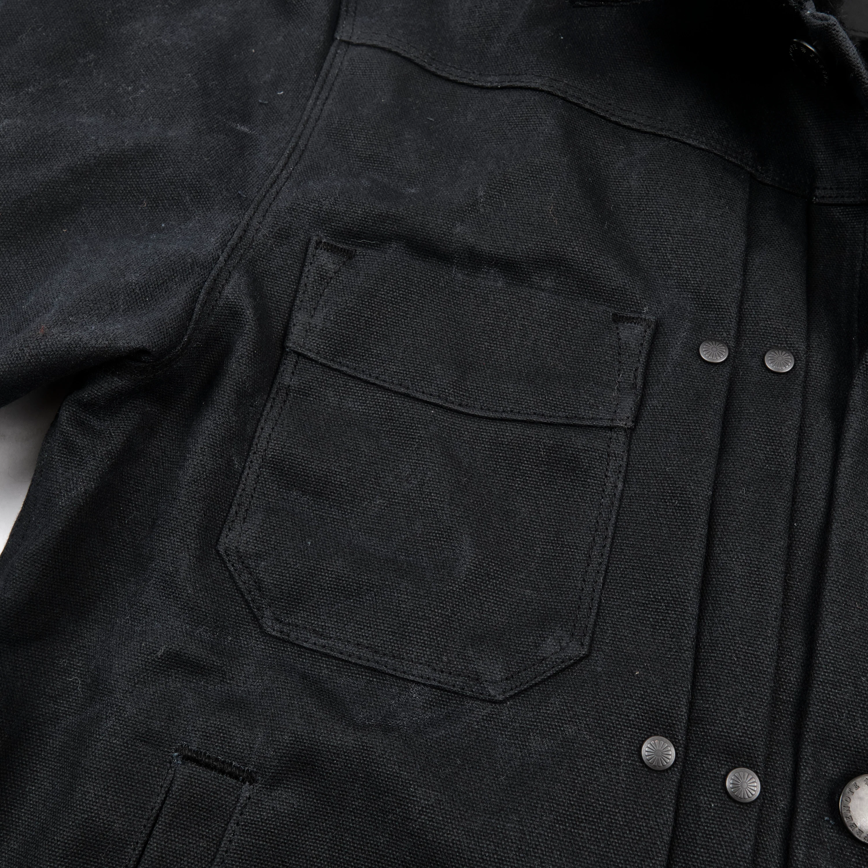 Riders Jacket Heavy Waxed Canvas Black Alpaca - Image 7
