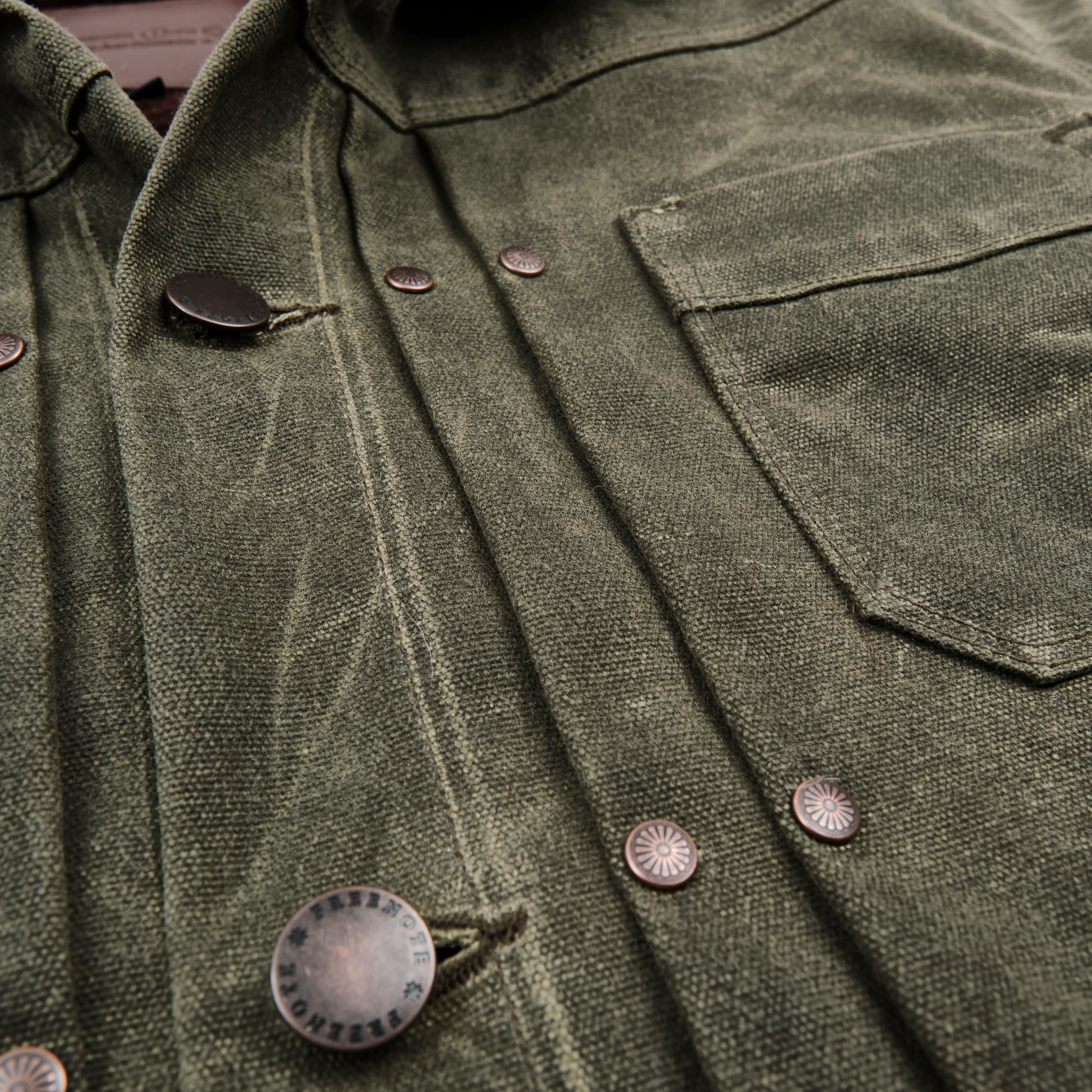 Riders Jacket Heavy Waxed Canvas Olive Alpaca - Image 10