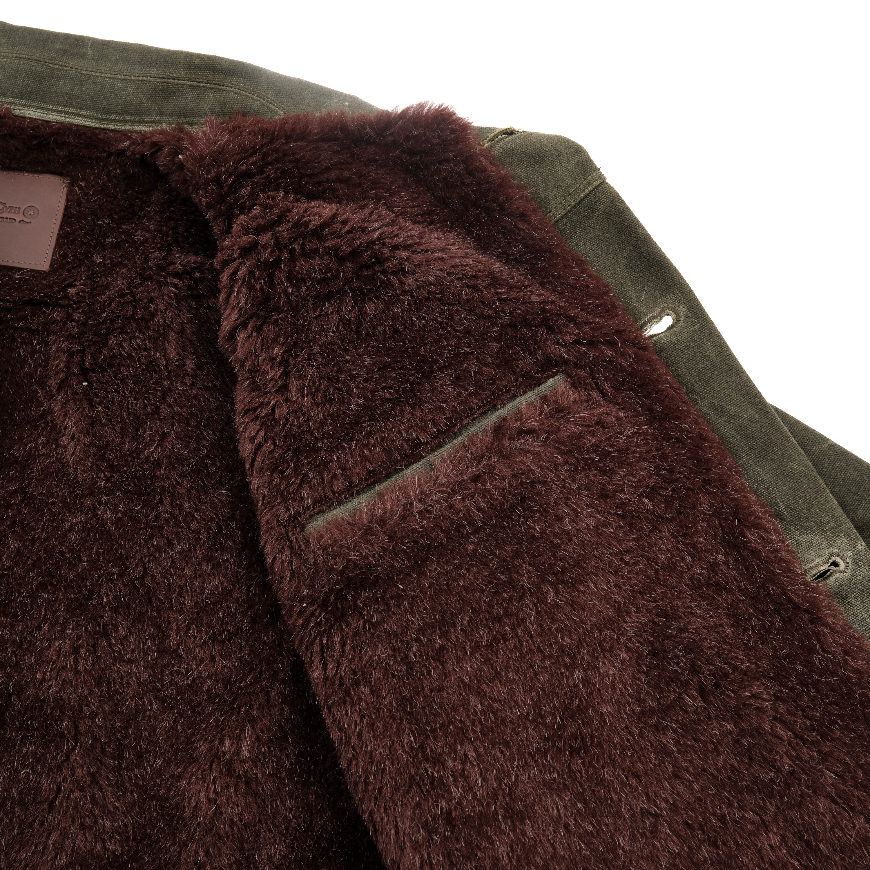 Riders Jacket Heavy Waxed Canvas Olive Alpaca - Image 12