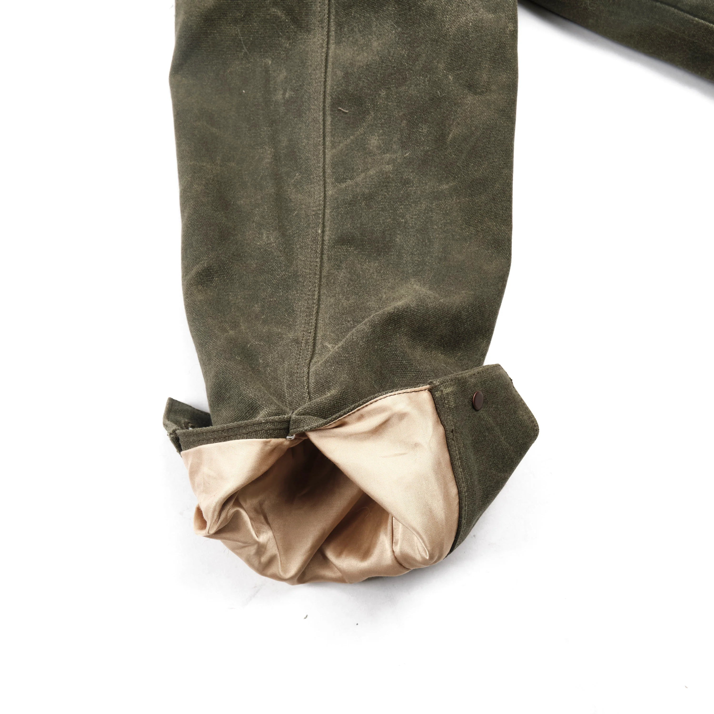Riders Jacket Heavy Waxed Canvas Olive Alpaca - Image 18