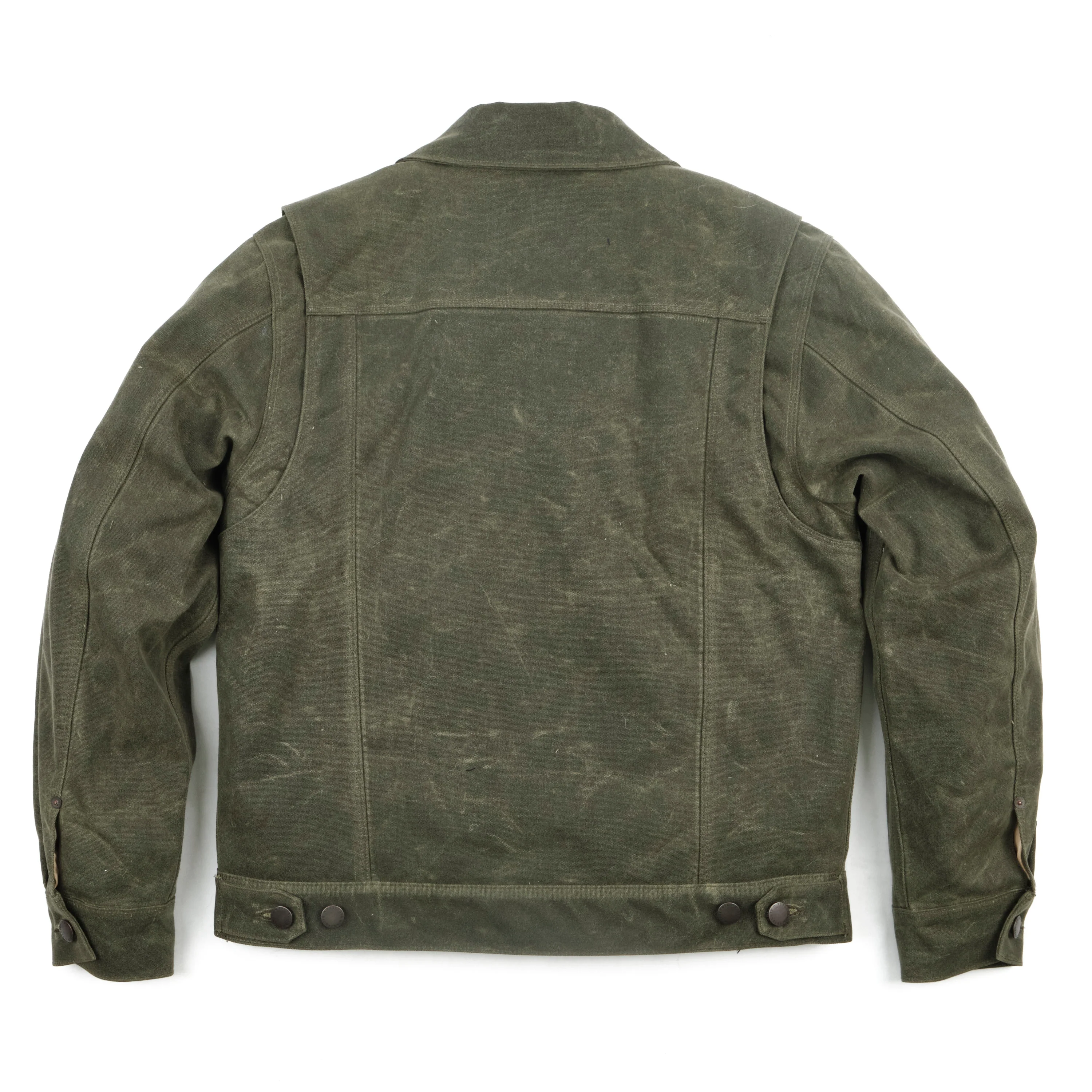 Riders Jacket Heavy Waxed Canvas Olive Alpaca - Image 19
