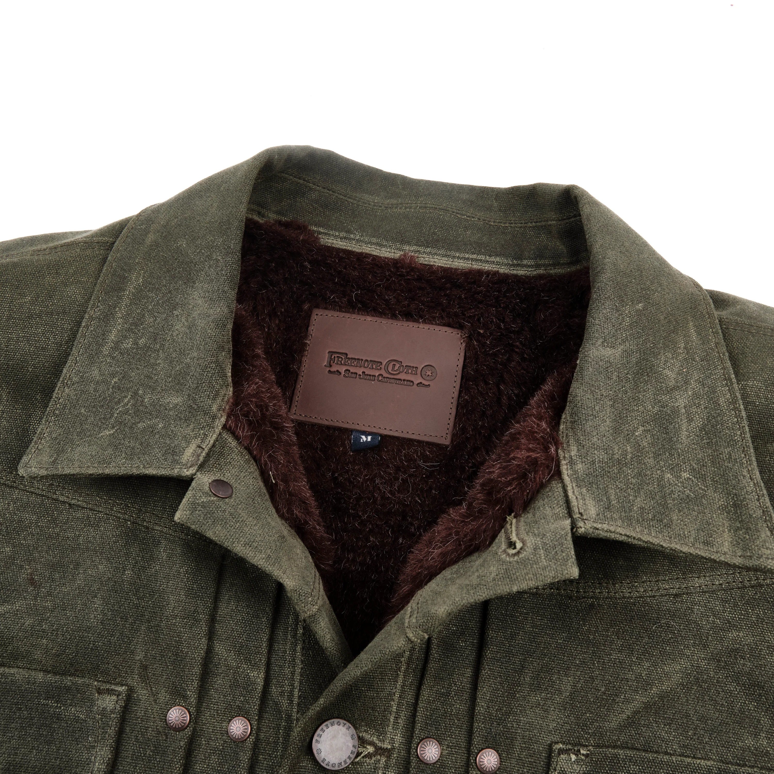 Riders Jacket Heavy Waxed Canvas Olive Alpaca - Image 3