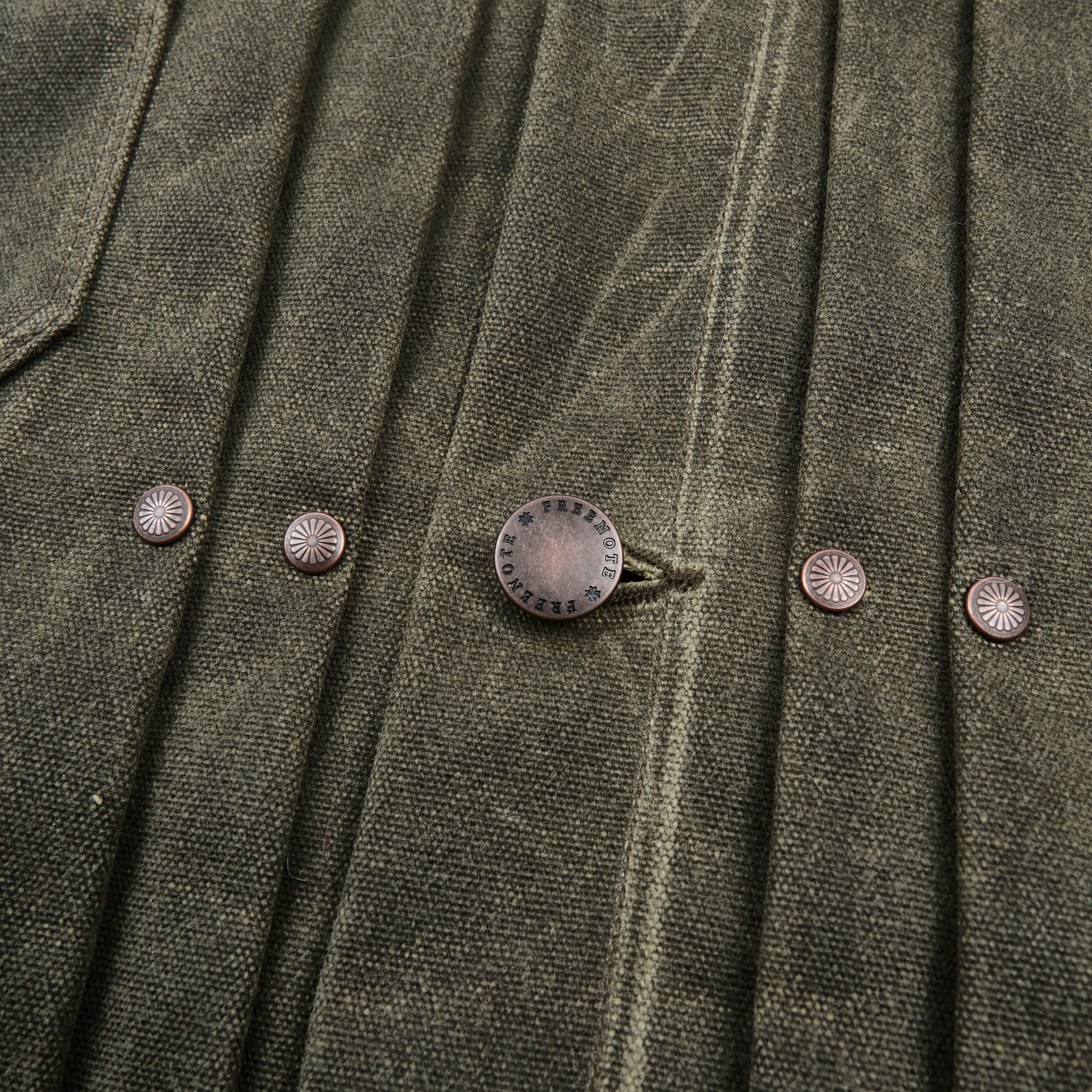 Riders Jacket Heavy Waxed Canvas Olive Alpaca - Image 4