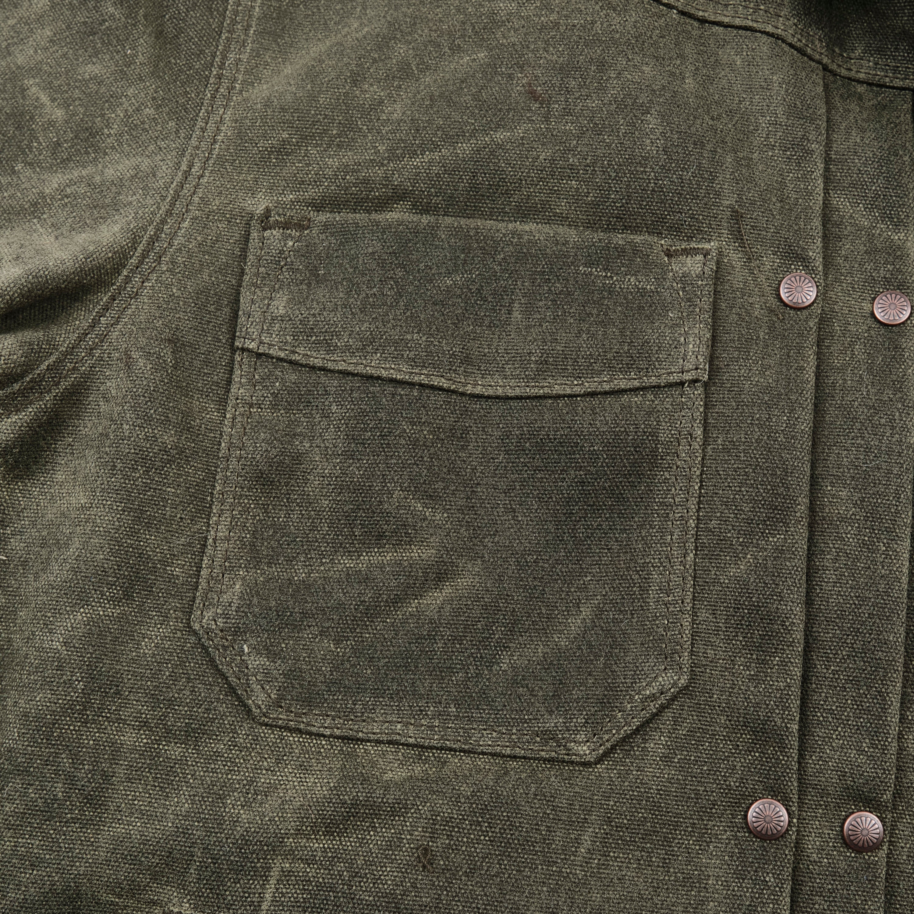 Riders Jacket Heavy Waxed Canvas Olive Alpaca - Image 6