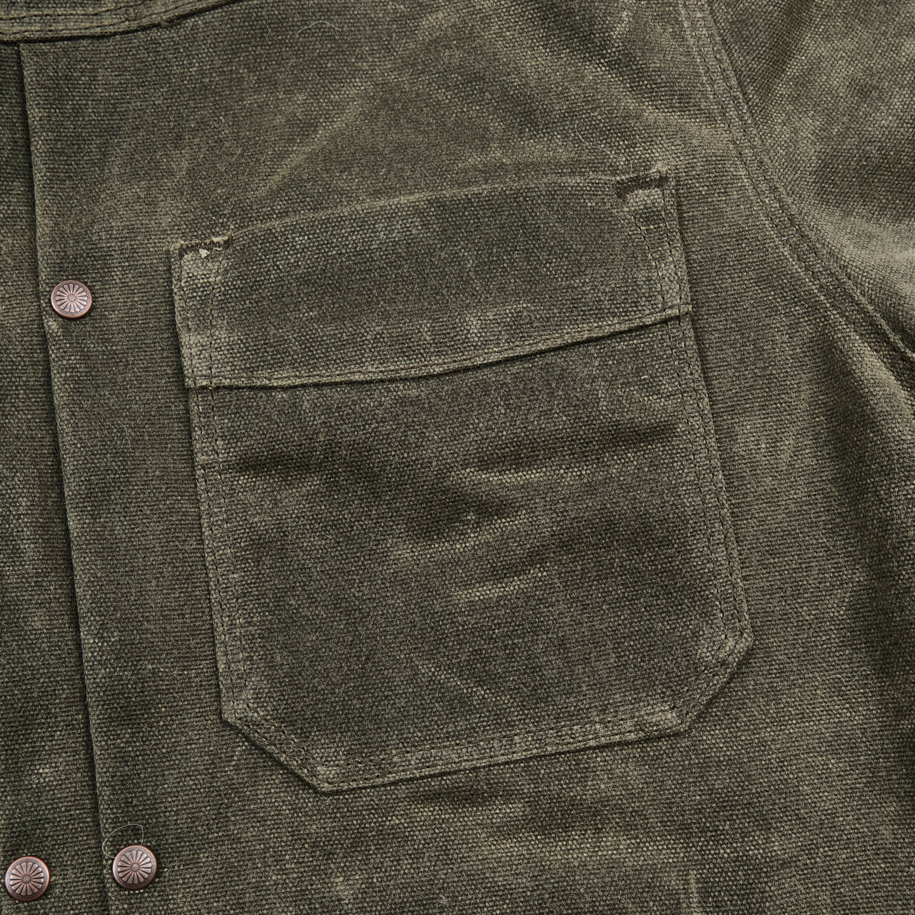 Riders Jacket Heavy Waxed Canvas Olive Alpaca - Image 7