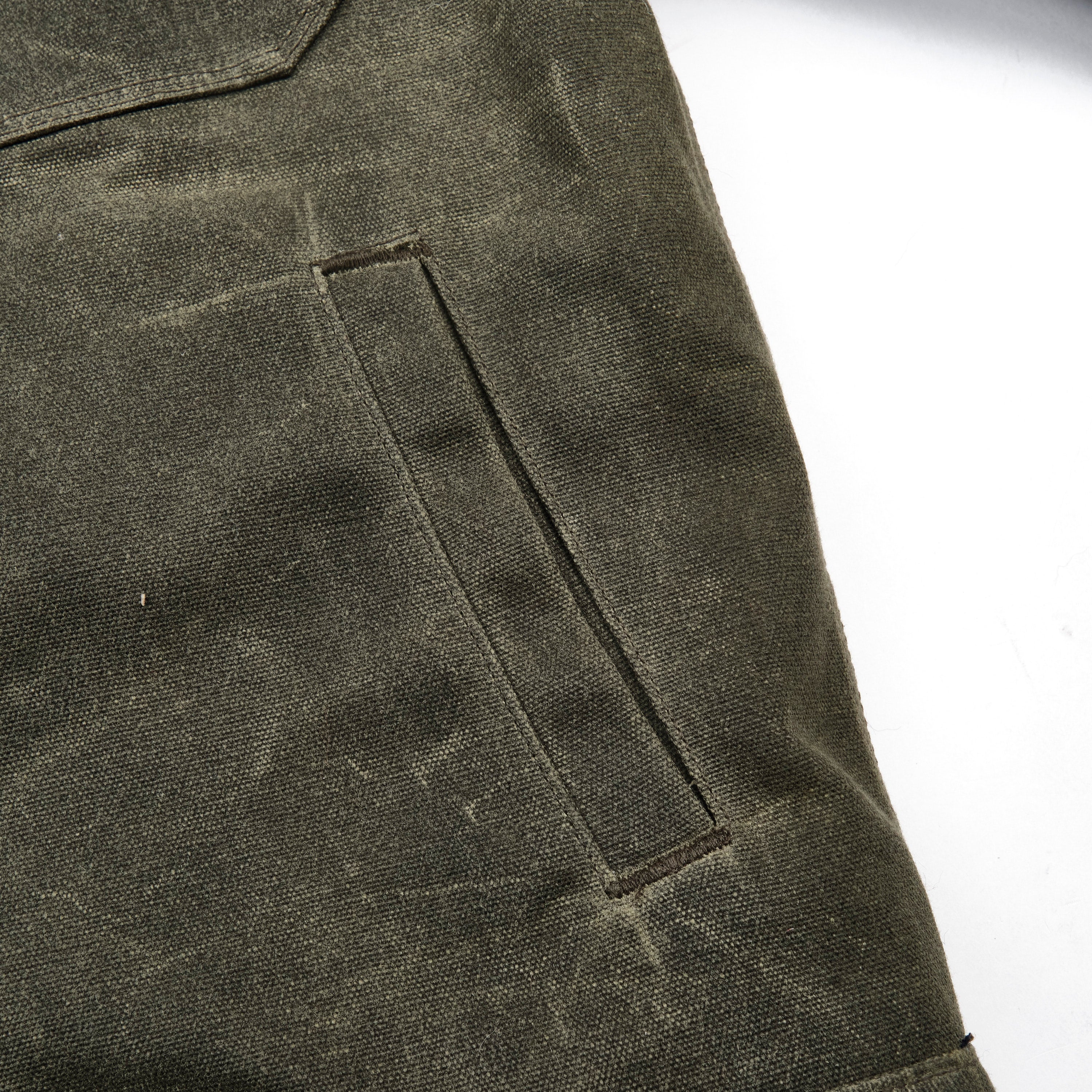 Riders Jacket Heavy Waxed Canvas Olive Alpaca - Image 8