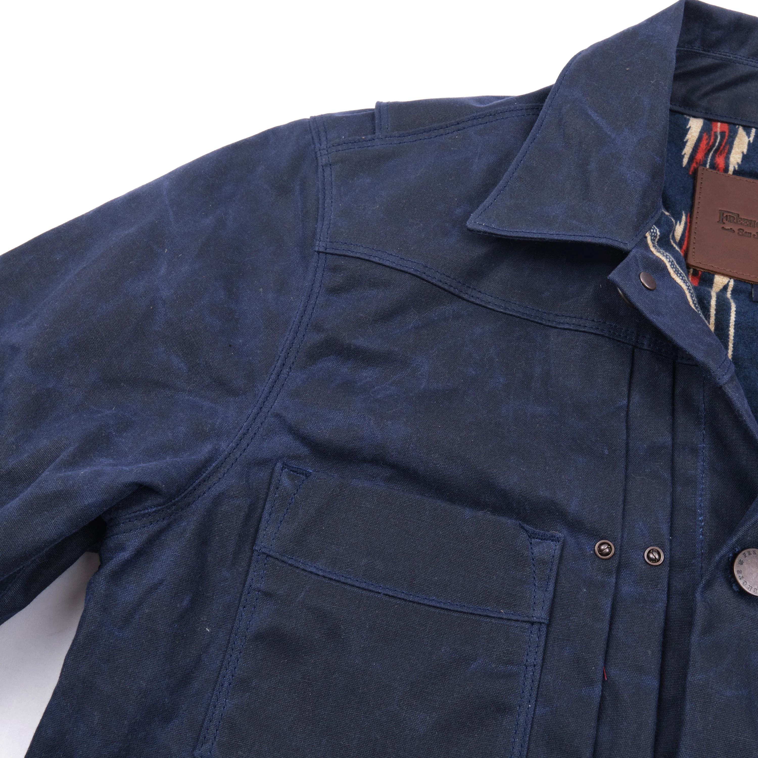 Riders Jacket Waxed Canvas Navy - Image 12
