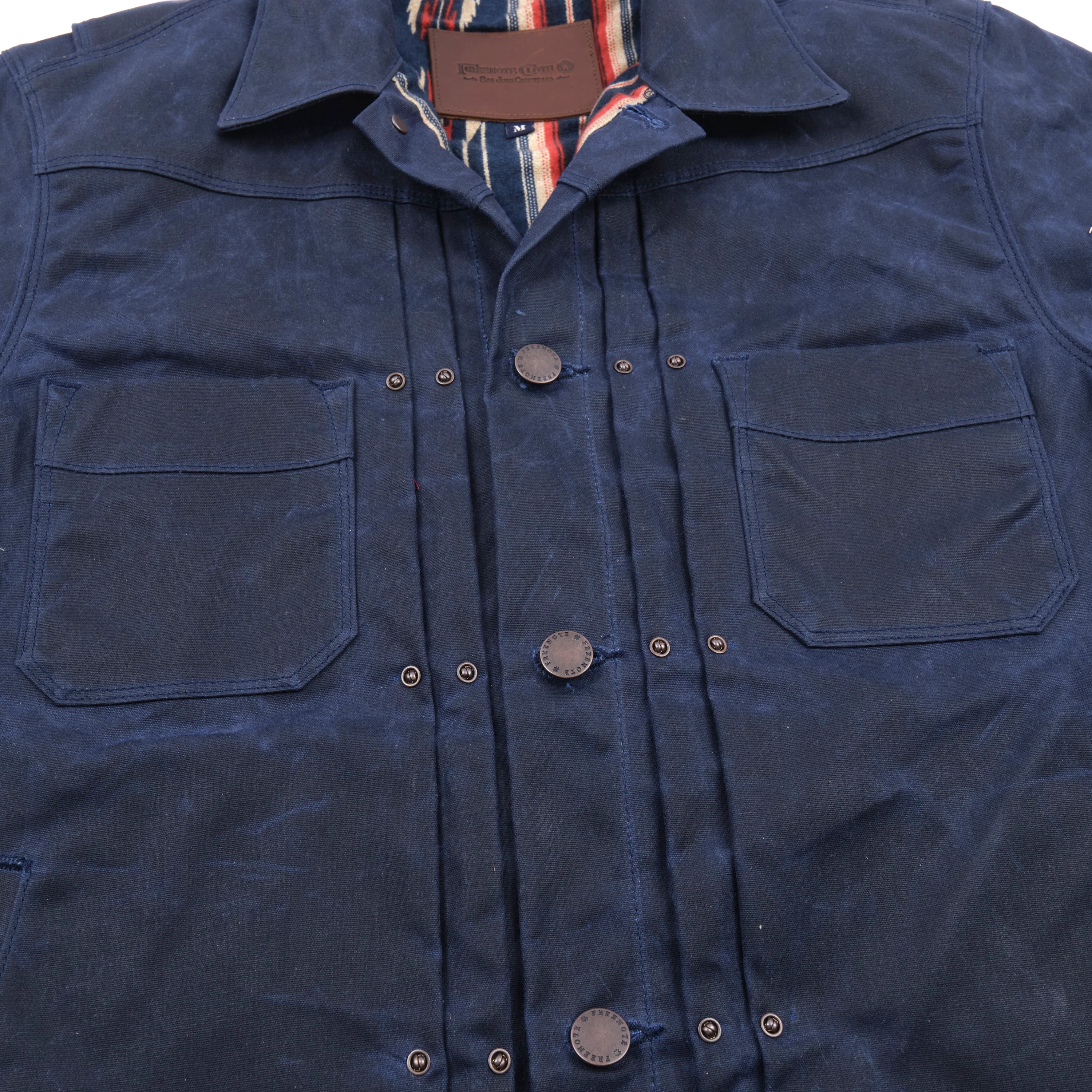 Riders Jacket Waxed Canvas Navy - Image 6