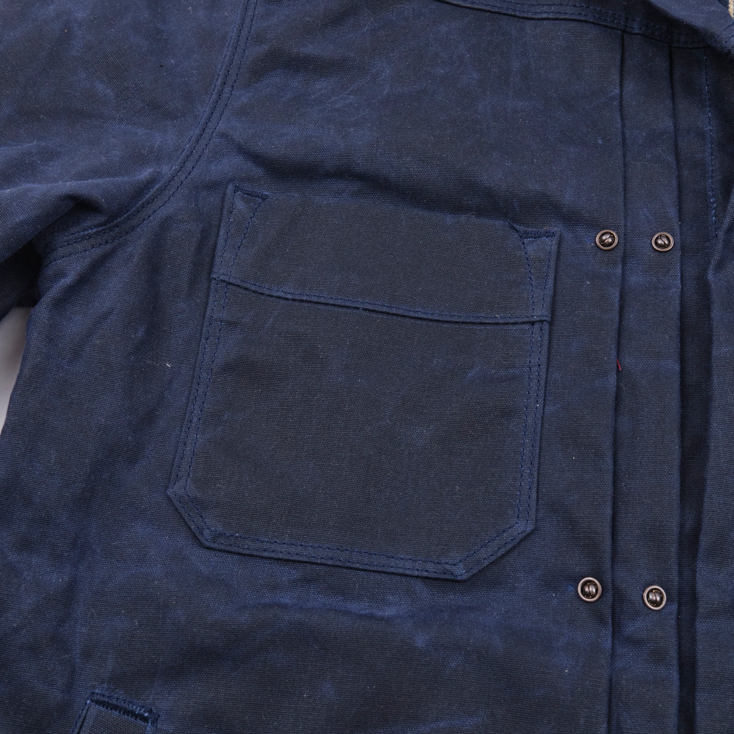 Riders Jacket Waxed Canvas Navy - Image 7