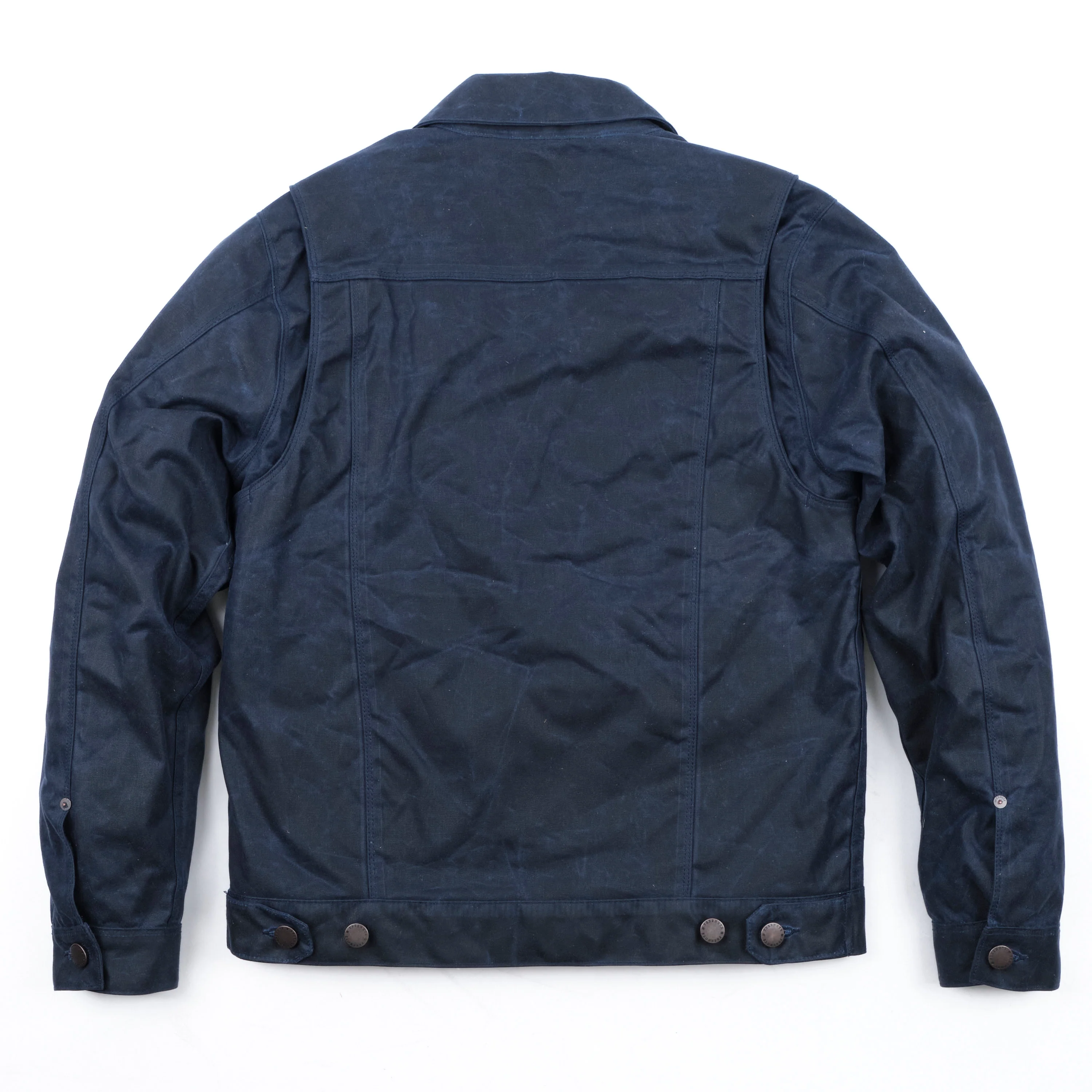 Riders Jacket Waxed Canvas Navy Purple Interior - Image 11