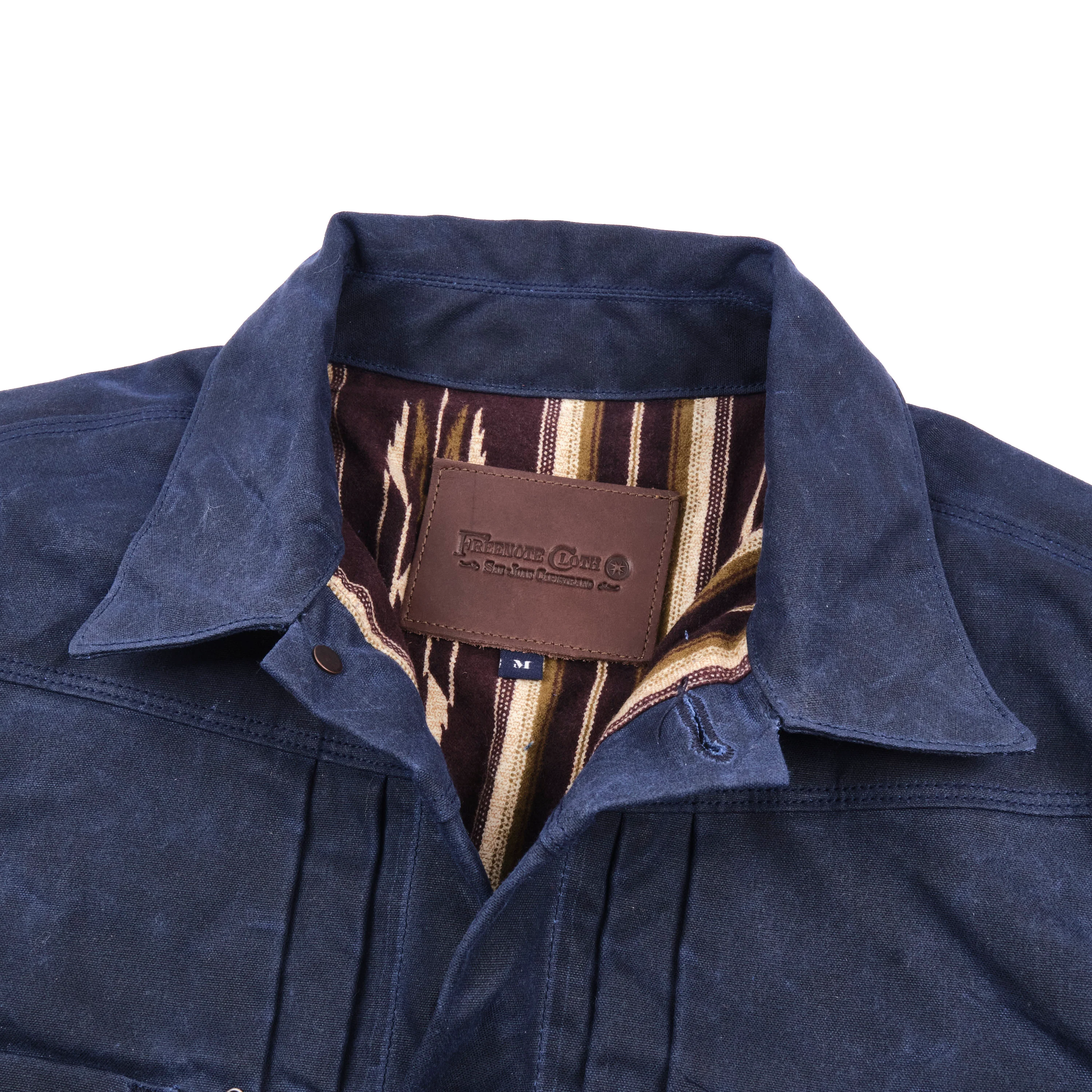 Riders Jacket Waxed Canvas Navy Purple Interior - Image 2