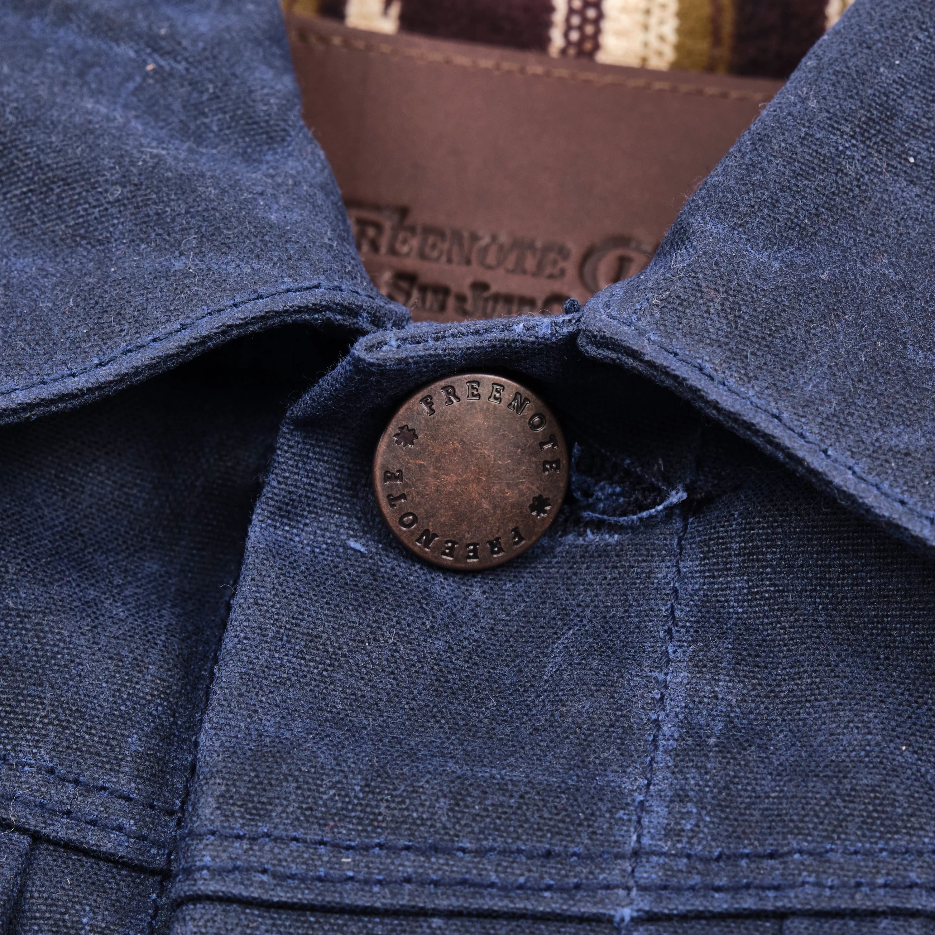 Riders Jacket Waxed Canvas Navy Purple Interior - Image 3