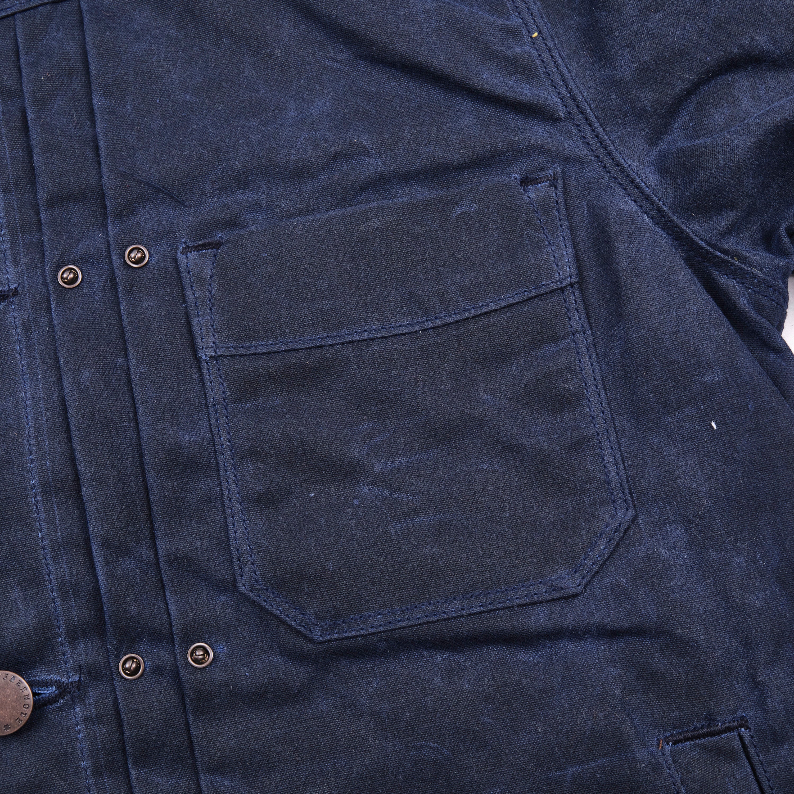 Riders Jacket Waxed Canvas Navy Purple Interior - Image 4