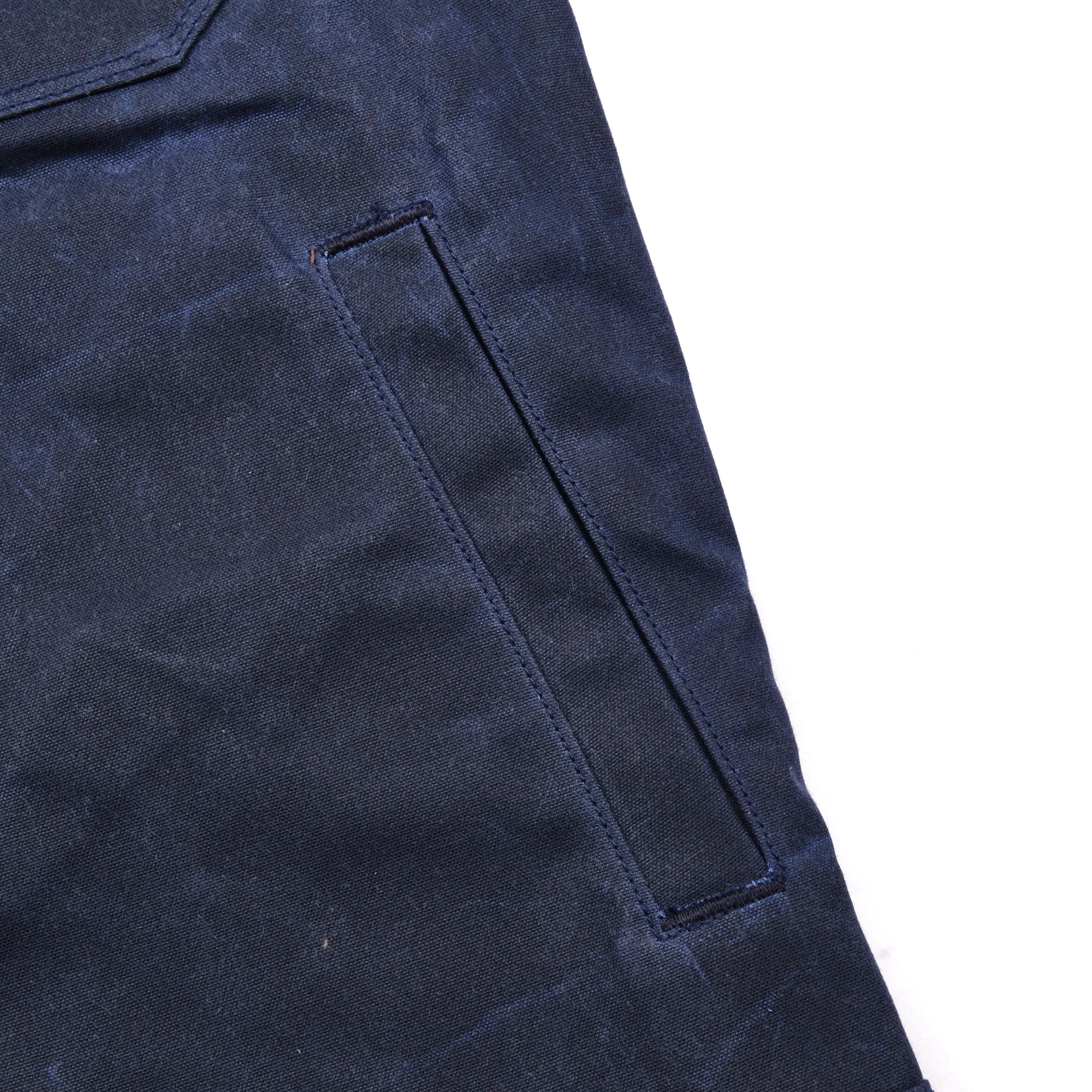 Riders Jacket Waxed Canvas Navy Purple Interior - Image 5