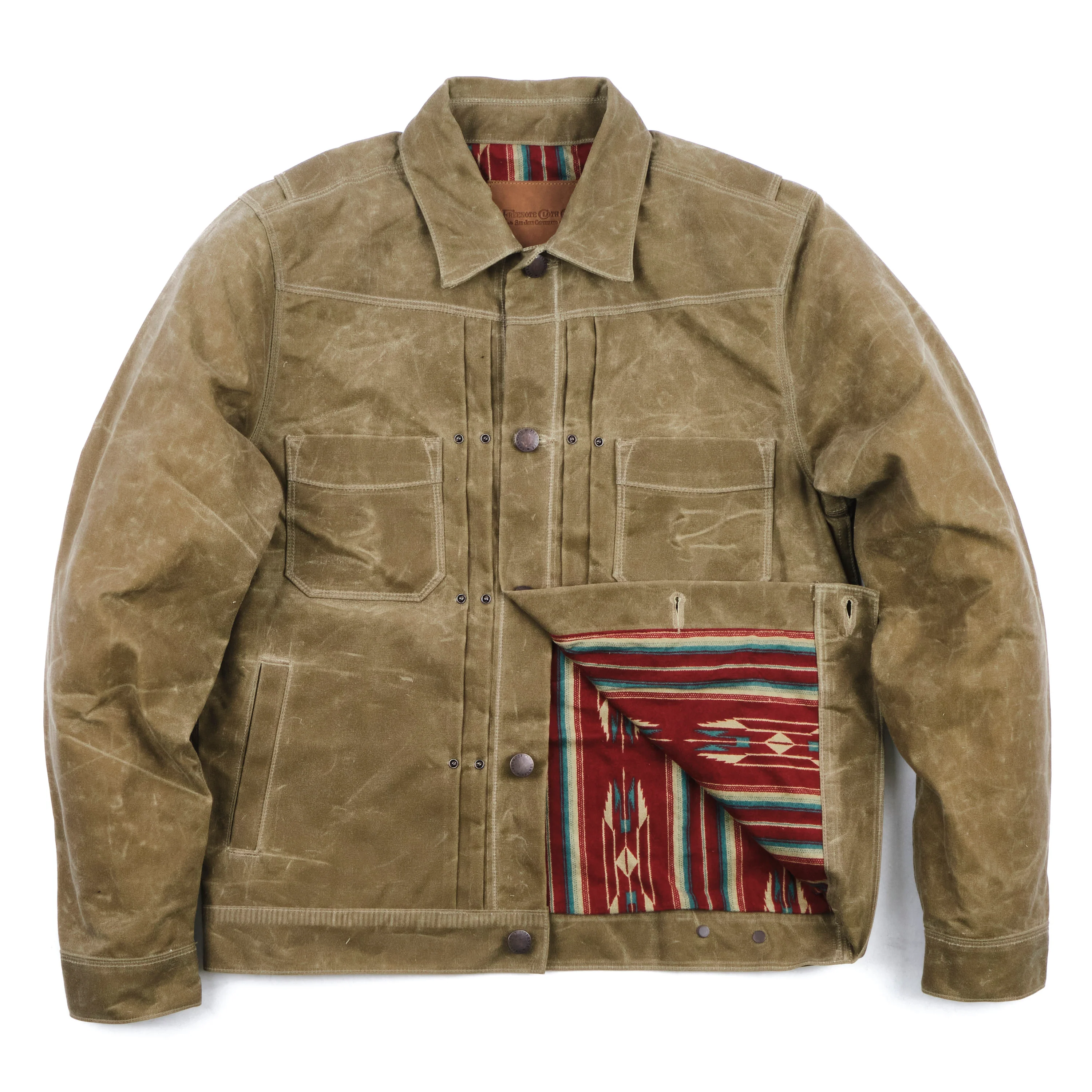 Riders Jacket Waxed Canvas Tobacco Red Interior - Image 12