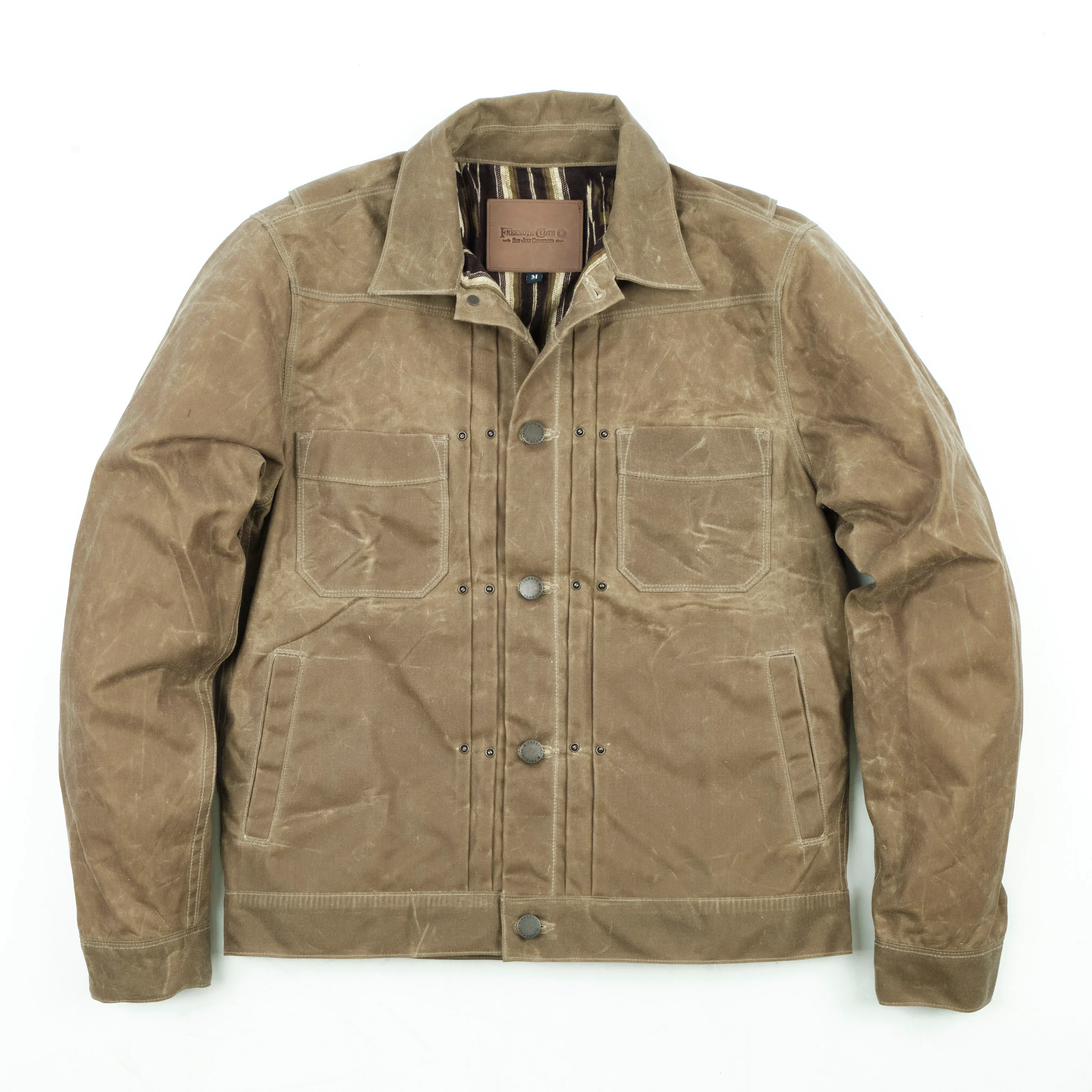 Riders Jacket Waxed Canvas Tobacco Purple Interior
