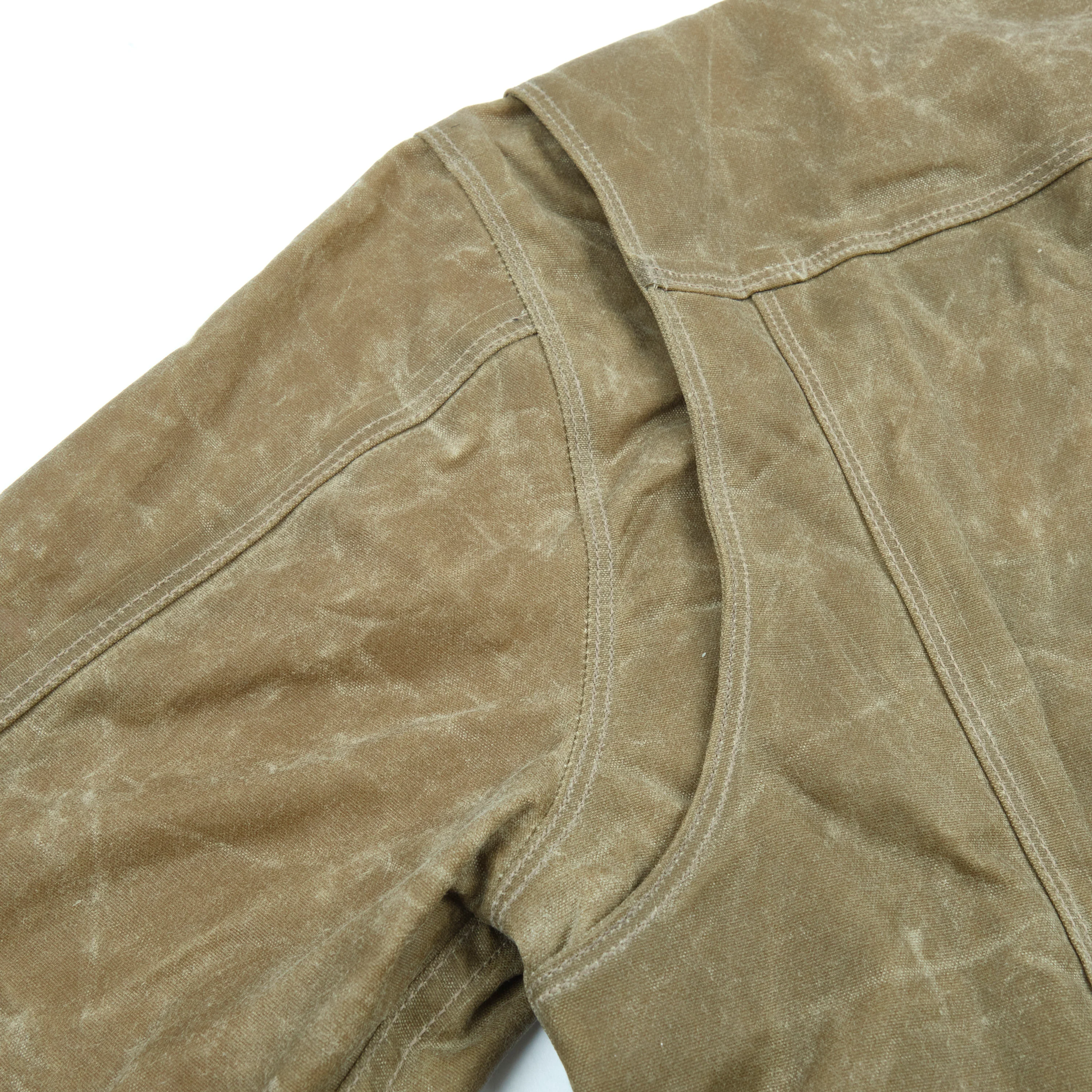 Riders Jacket Waxed Canvas Tobacco Purple Interior - Image 10