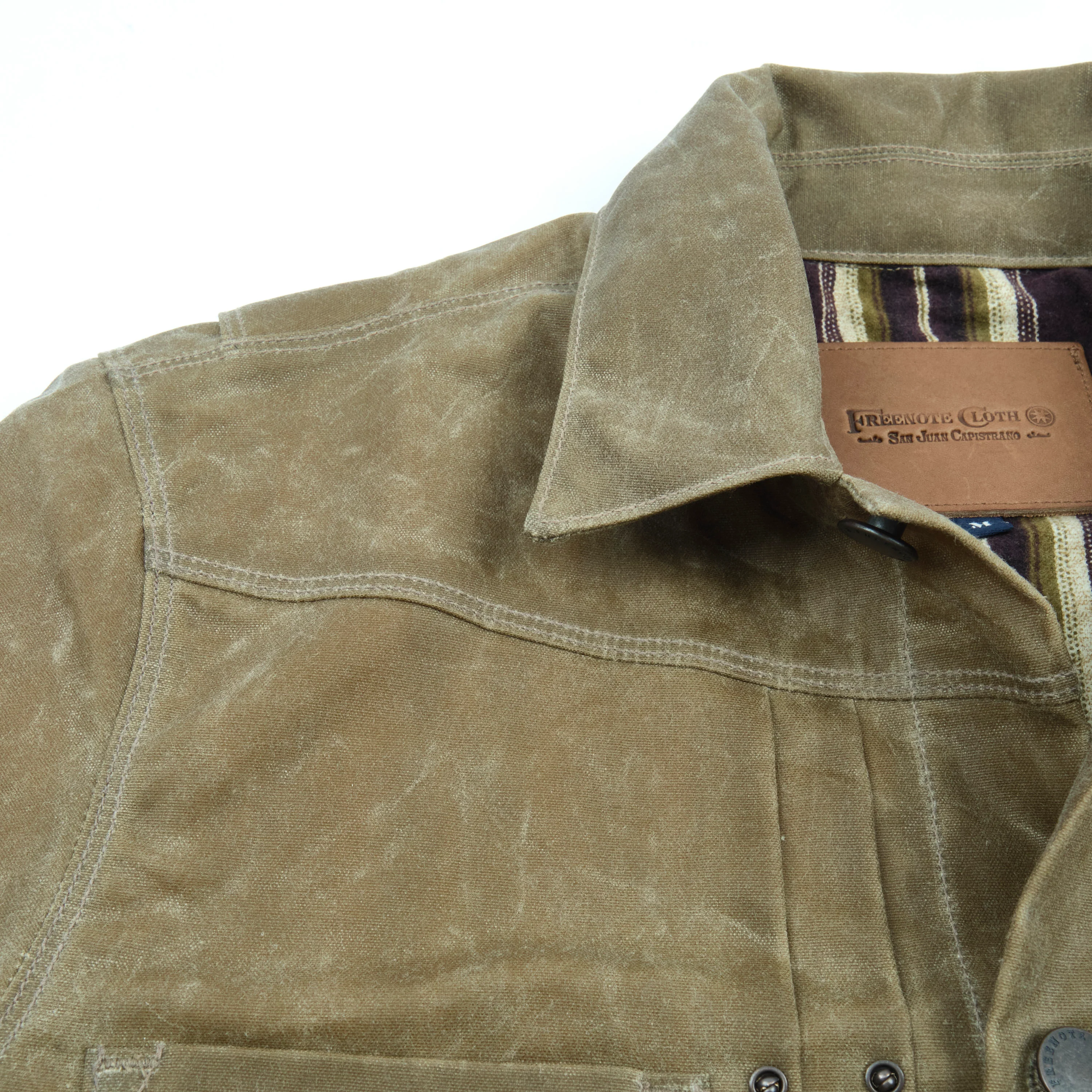 Riders Jacket Waxed Canvas Tobacco Purple Interior - Image 7