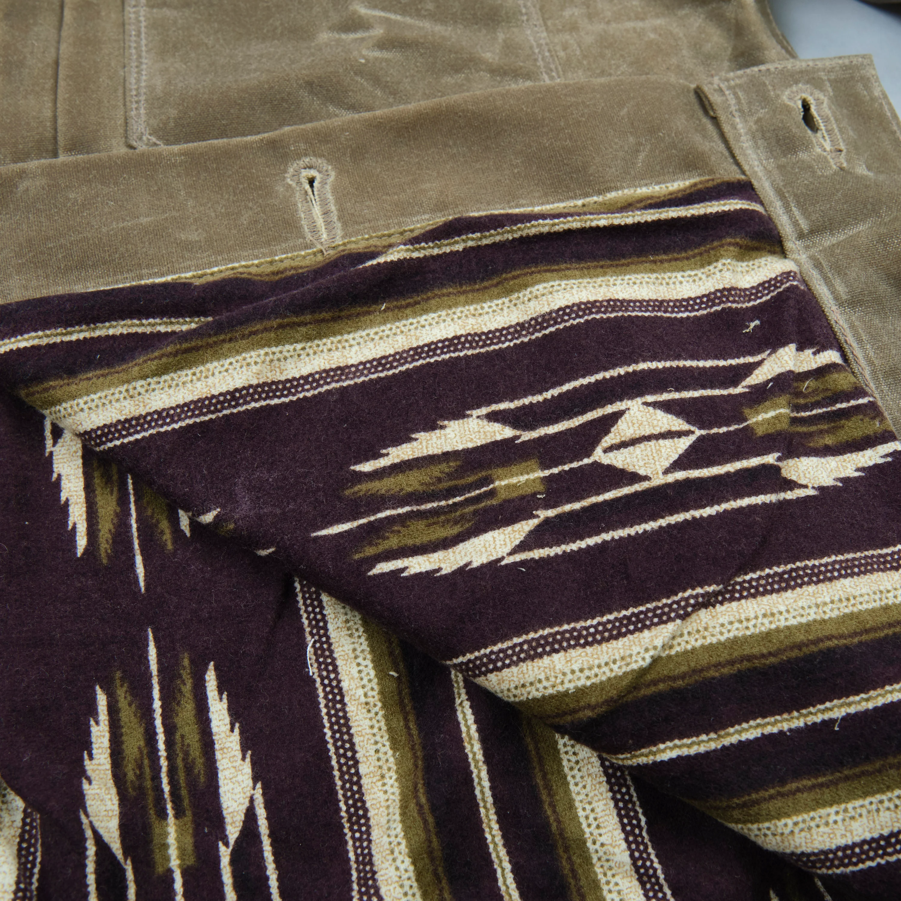 Riders Jacket Waxed Canvas Tobacco Purple Interior - Image 9
