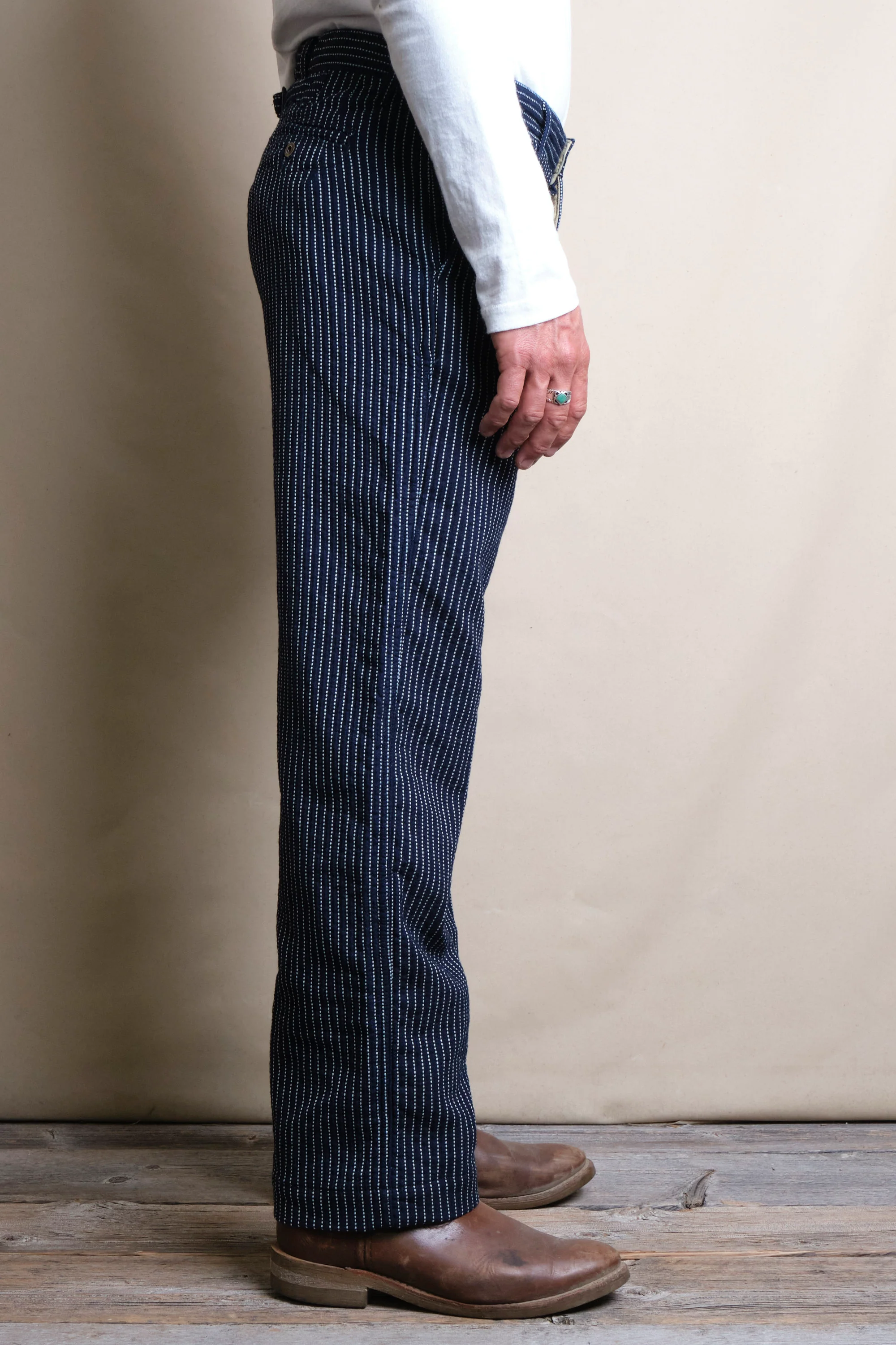 Western Pant Blue Dobby Stripe - Image 3